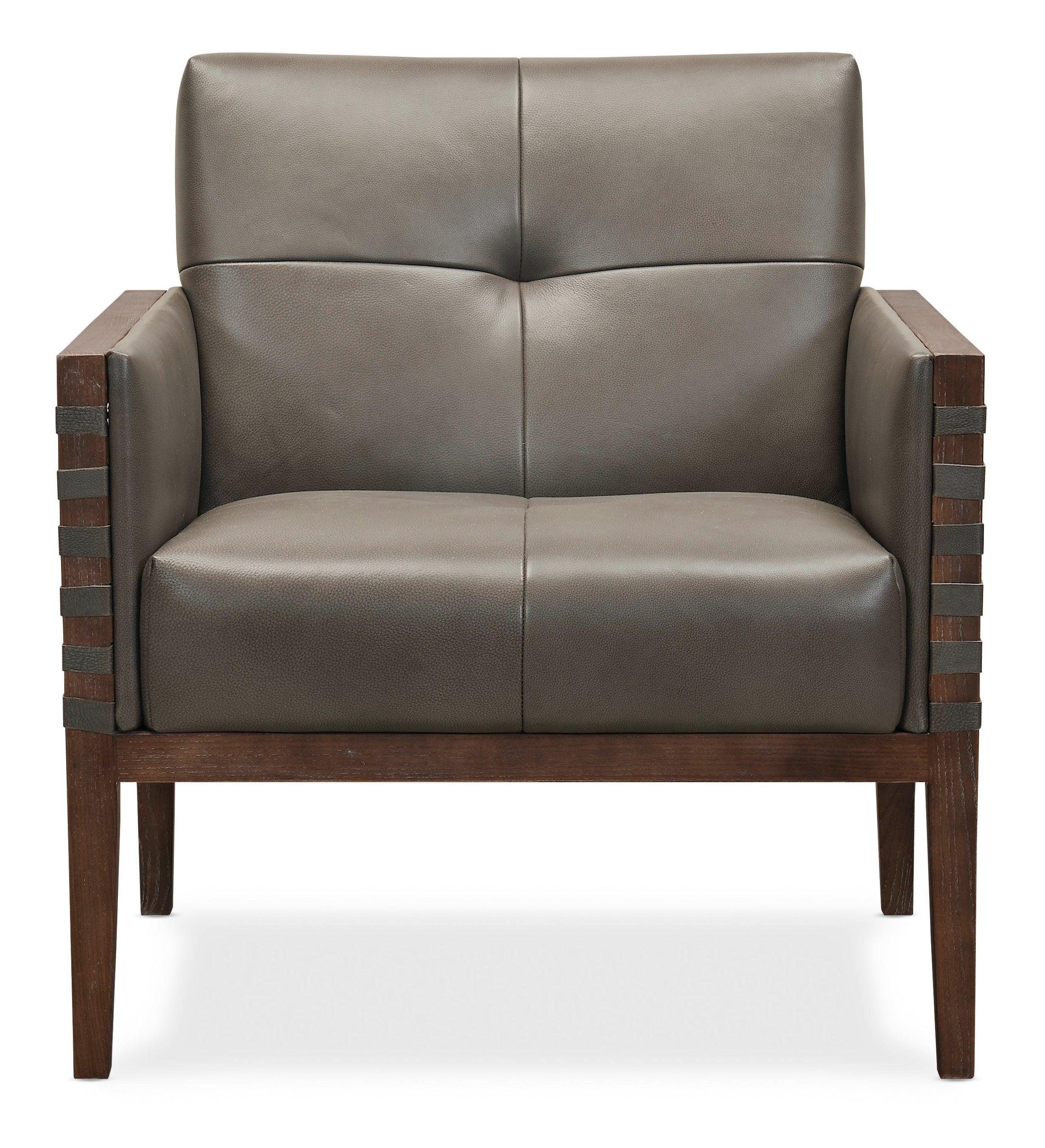 Carverdale Leather Club Chair withWood Frame - Frankwebs
