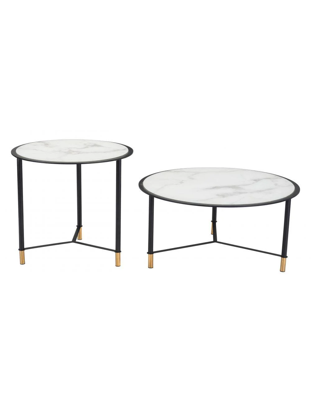 Set of 2 Davis Coffee Tables White & Black - Frankwebs