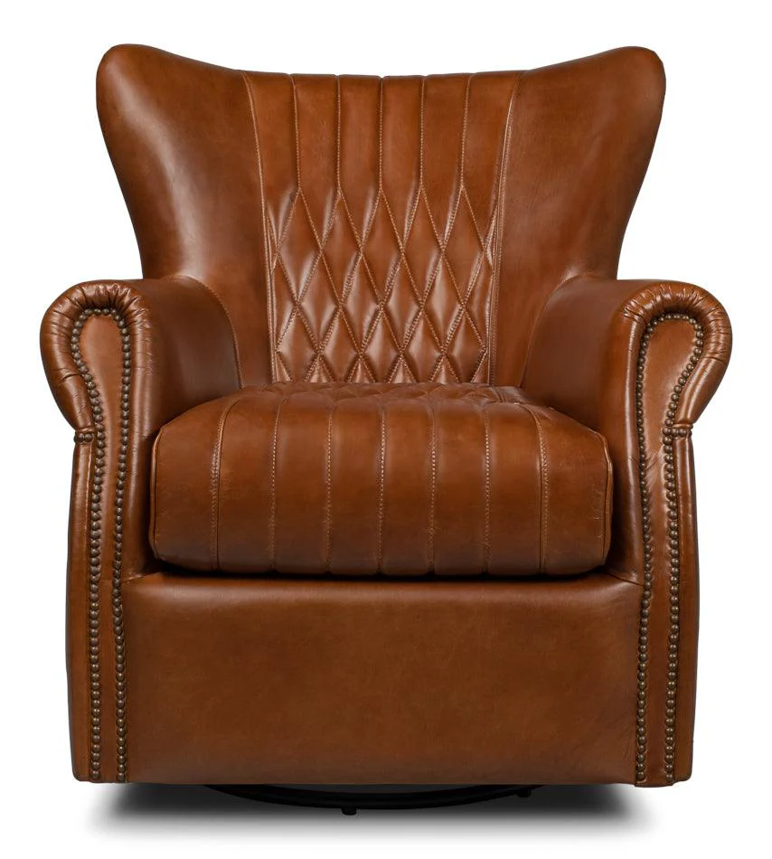 Bugatti Leather Swivel Chair - Frankwebs