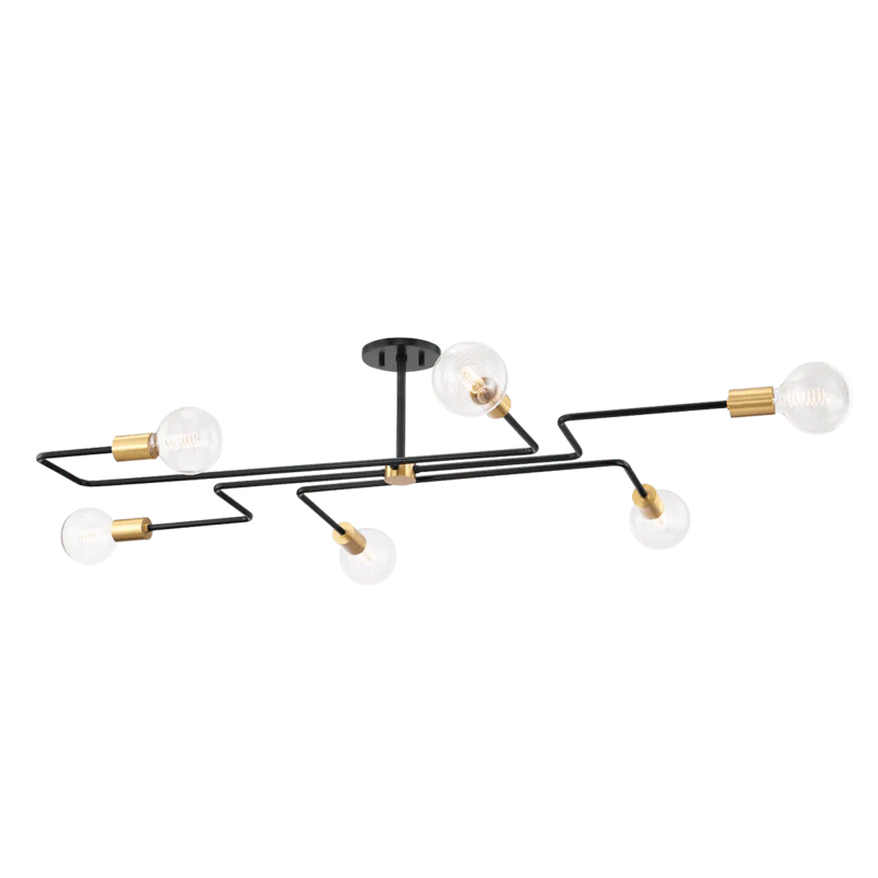 JENA 6 LIGHT SEMI FLUSH MOUNT AGED BRASS MEDIUM - Frankwebs