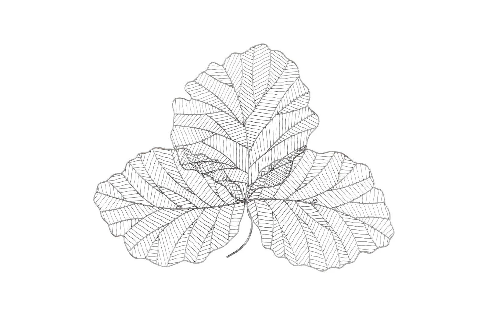 Tri Leaf Wall Art, Small, Metal, Silver/Black - Frankwebs