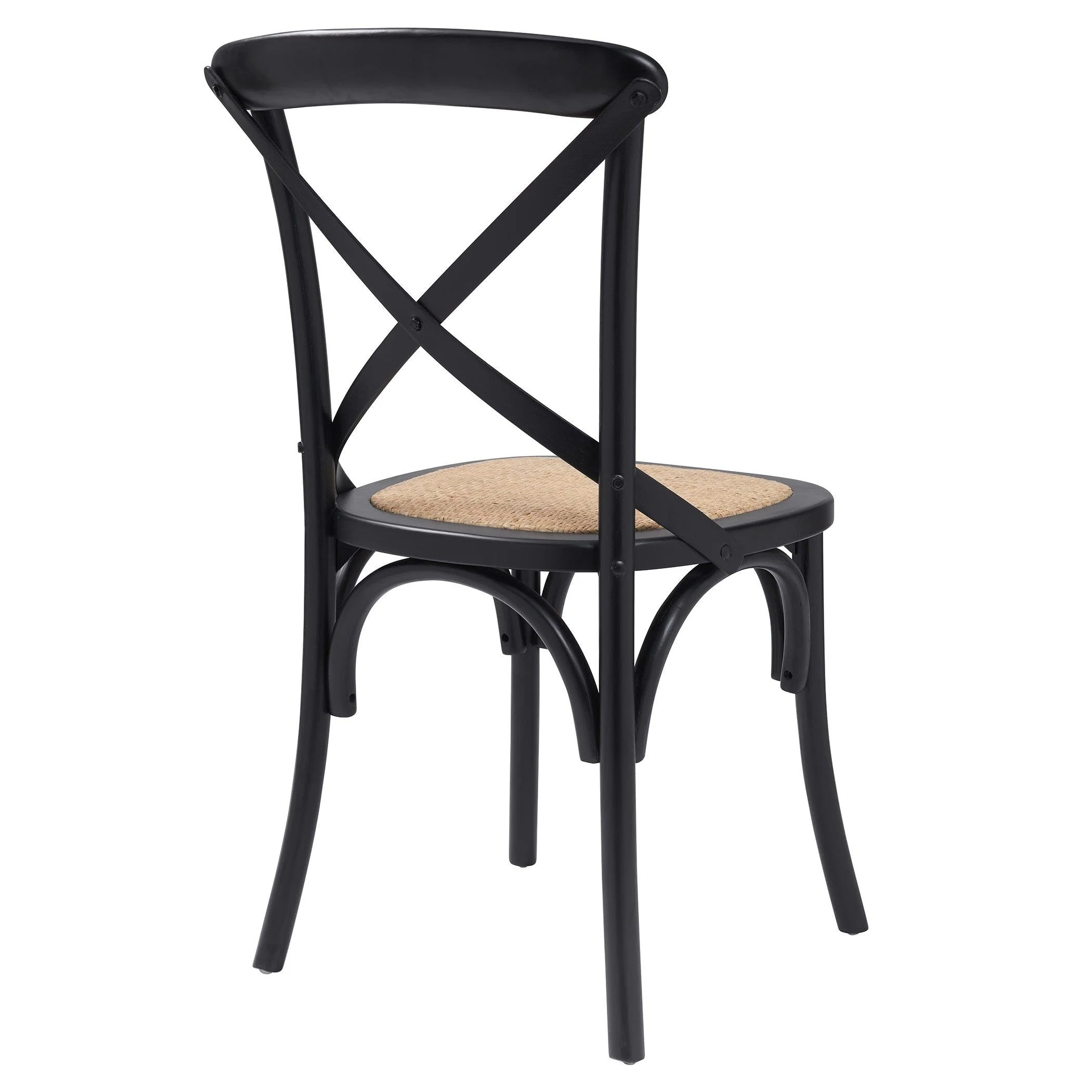 Neyo Side Chair in Black with Natural Rattan Seat - Set of 2 - Frankwebs