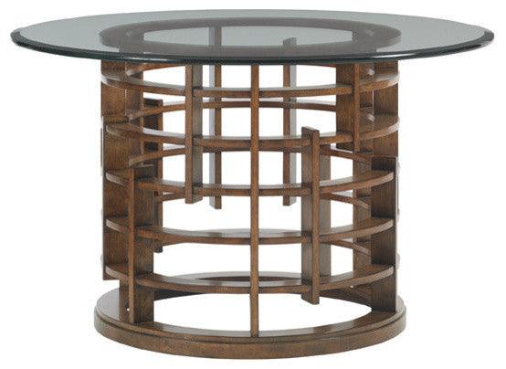 Island Fusion Meridien Round Dining Table With 60 Inch Glass Top - Frankwebs
