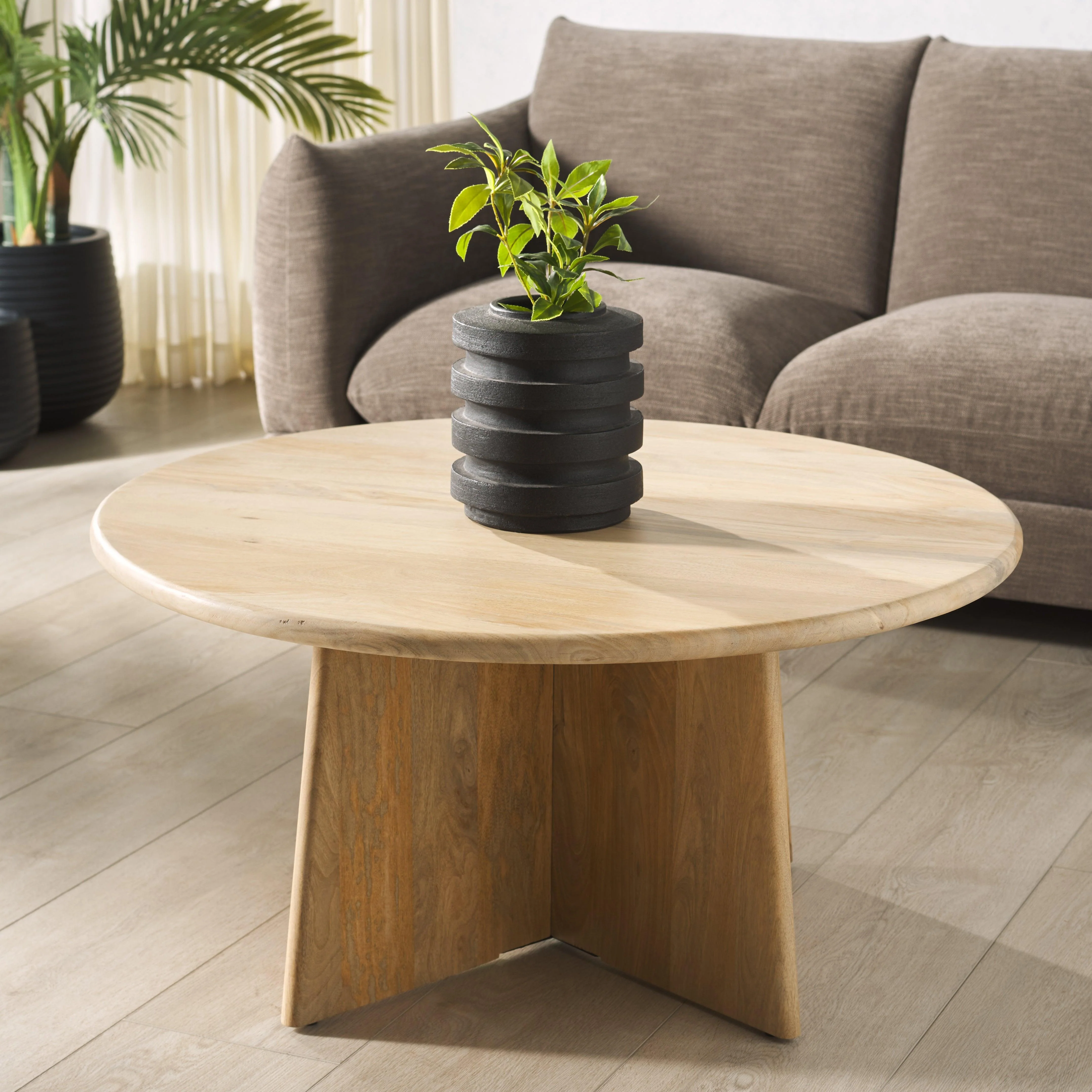 Madilynn Round Wood Coffee Table - Frankwebs