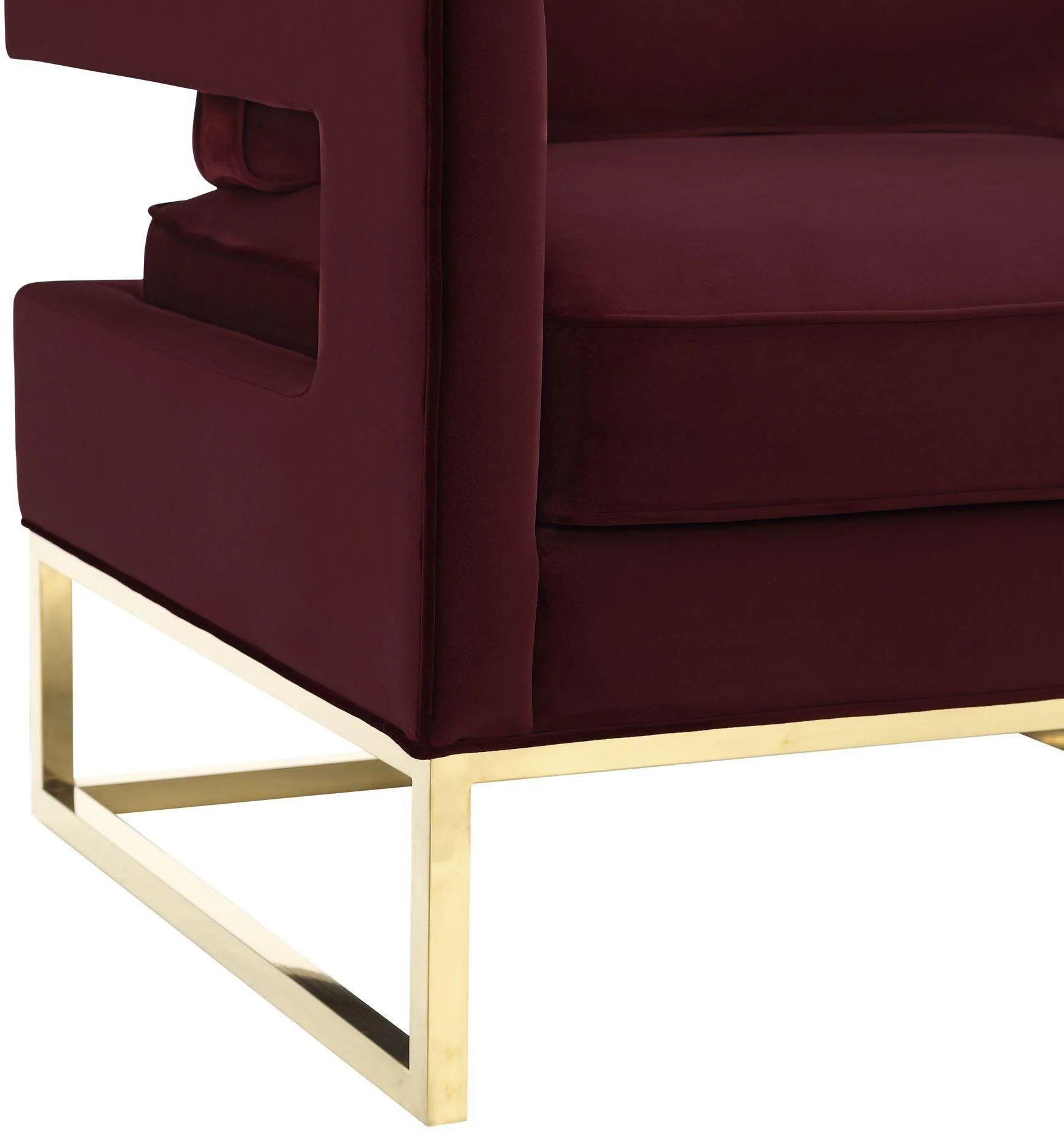 Avery Maroon Velvet Chair With Polished Gold Base - Frankwebs