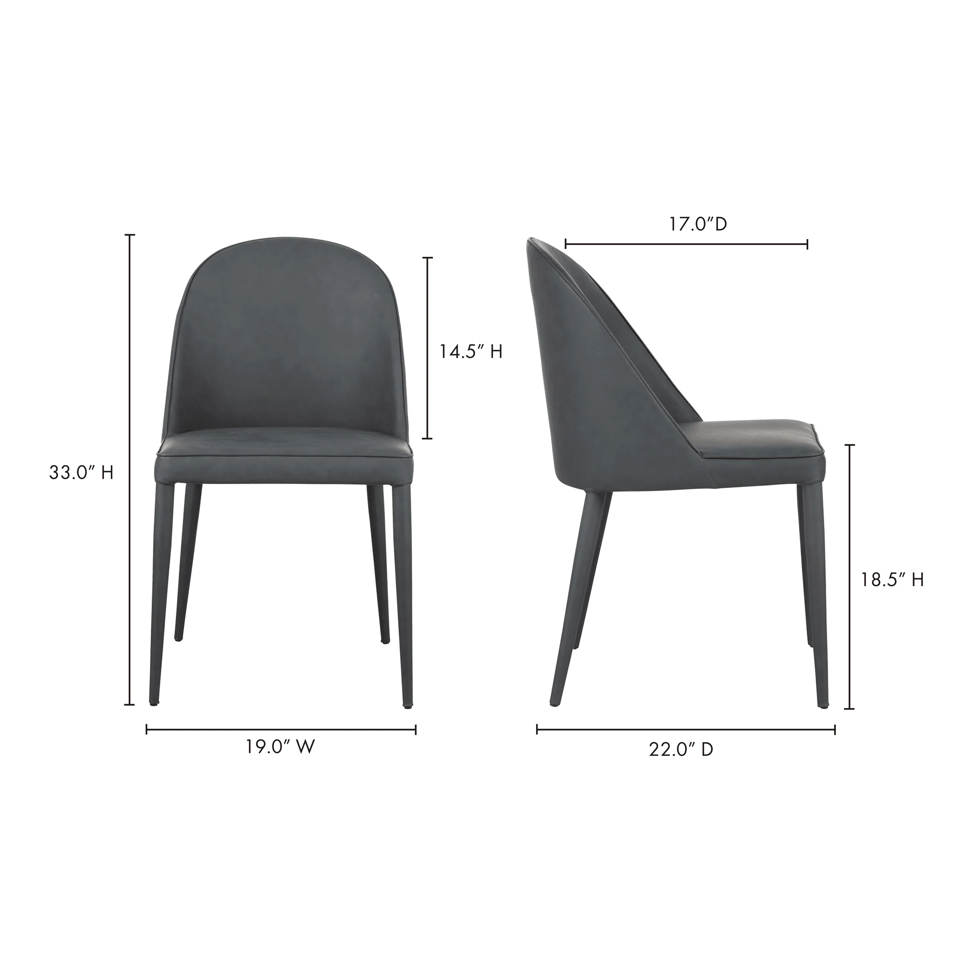Burton Dining Chair Black Fade Vegan Leather - Set Of Two - Frankwebs