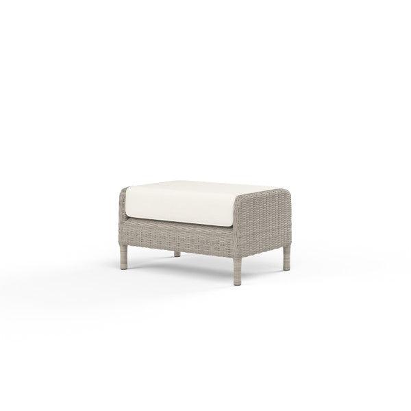 Manhattan Ottoman in Linen Canvas w/ Self Welt - Frankwebs