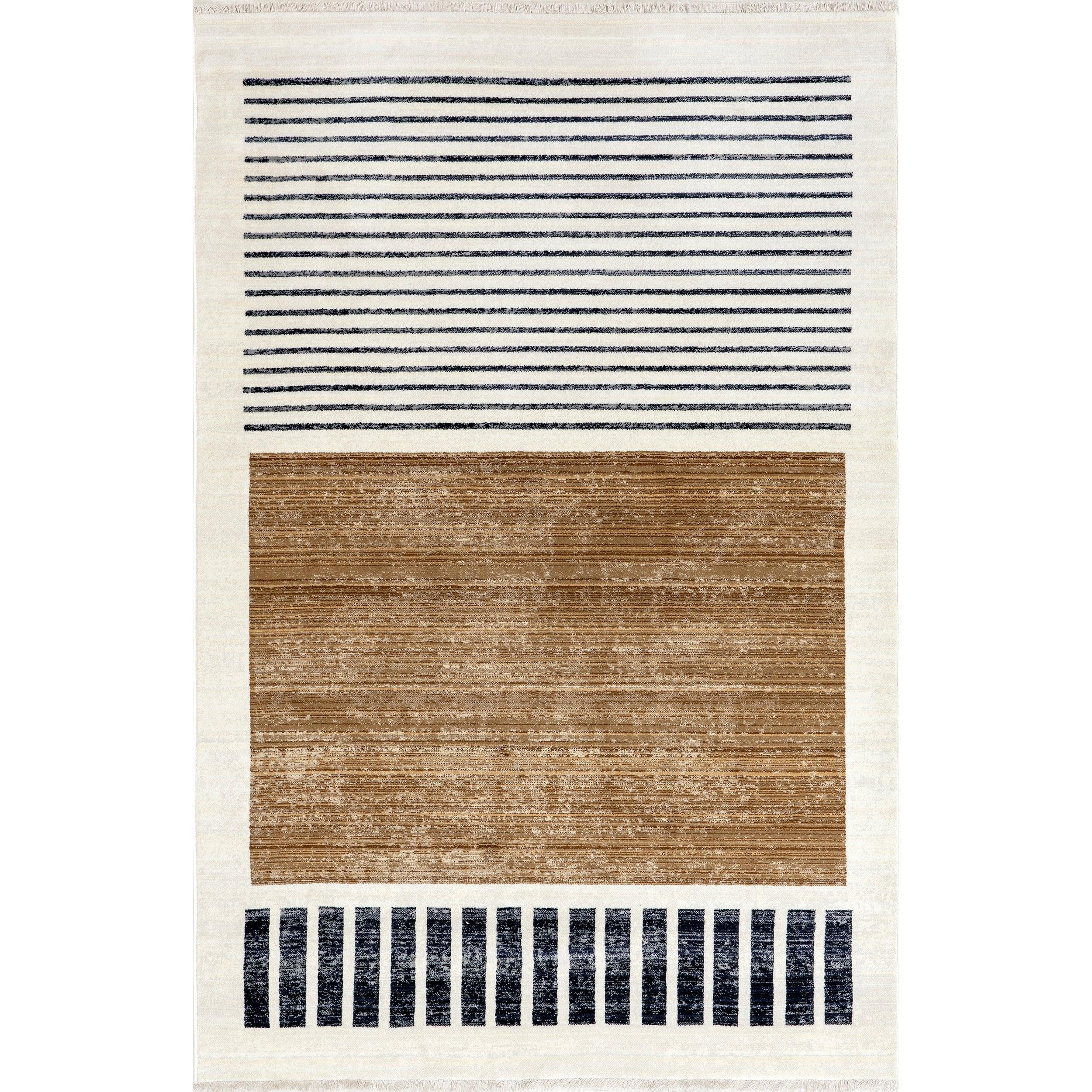 Keeva Modern Striped Fringe Area Rug - Frankwebs