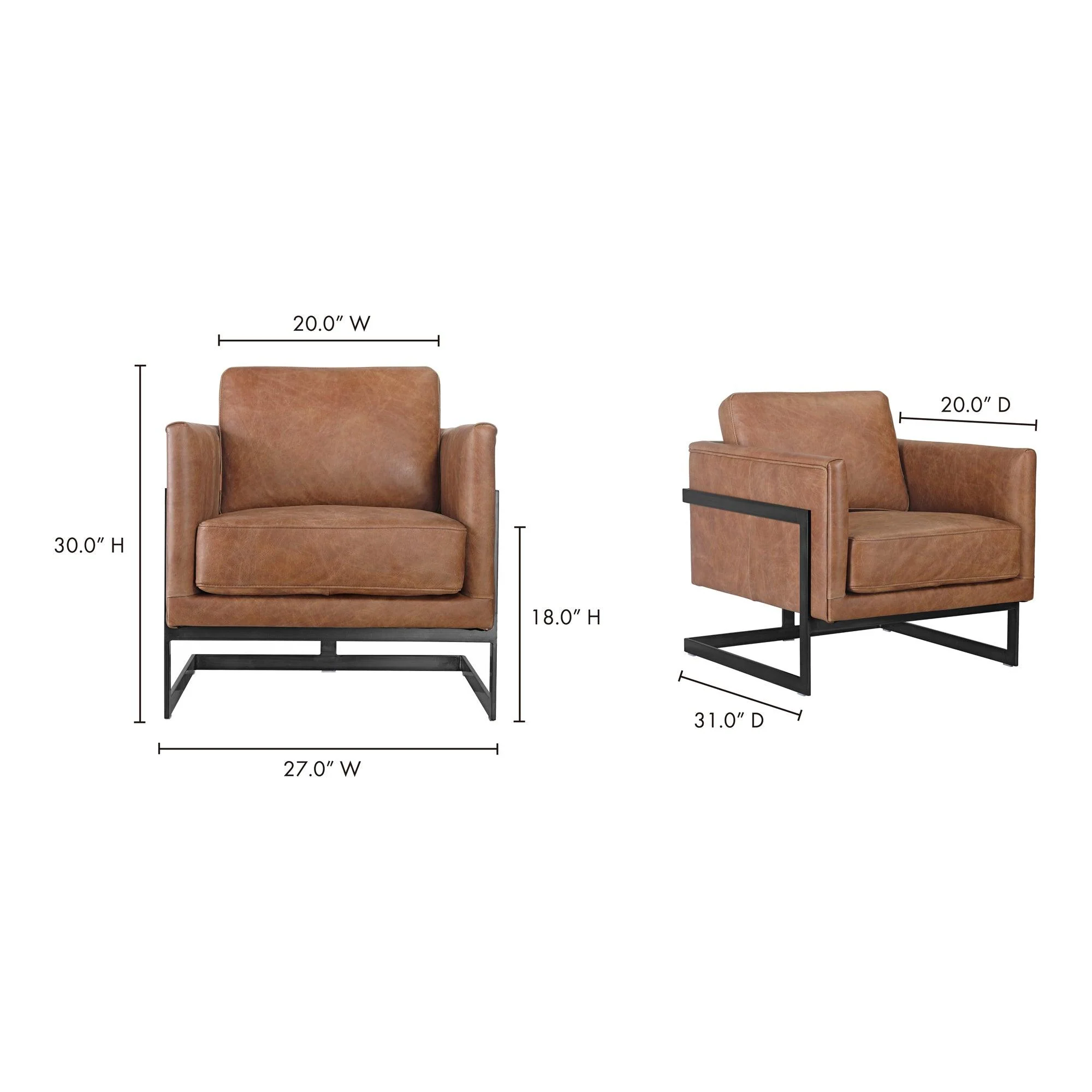 Luxley Club Chair Open Road Brown Leather - Frankwebs