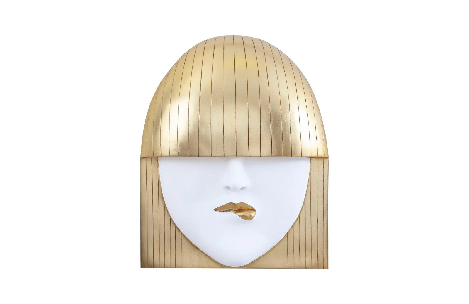 Fashion Faces Wall Art, Large, Pout, White and Gold Leaf - Frankwebs