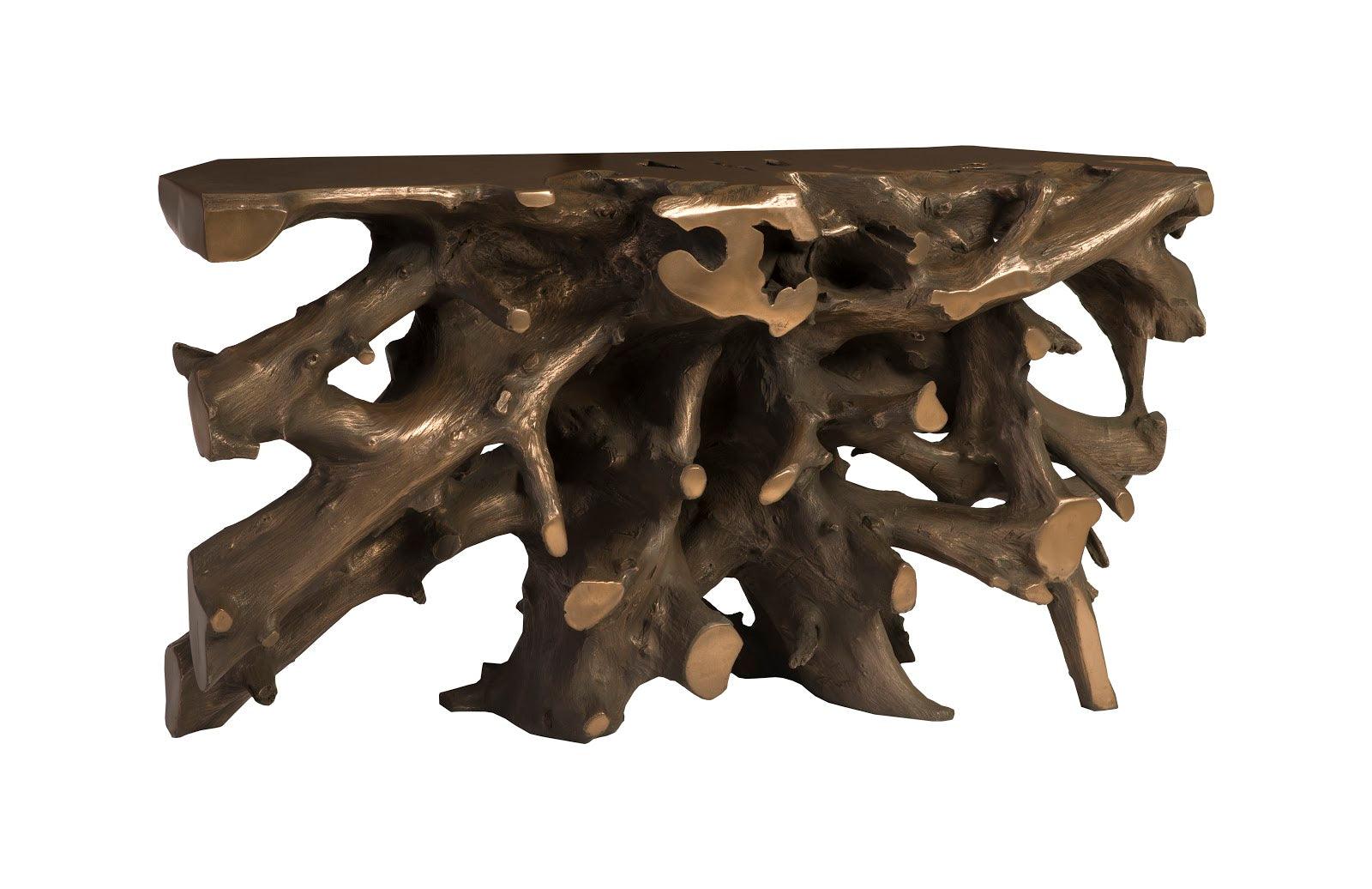 Beau Cast Root Console Table, Bronze - Frankwebs