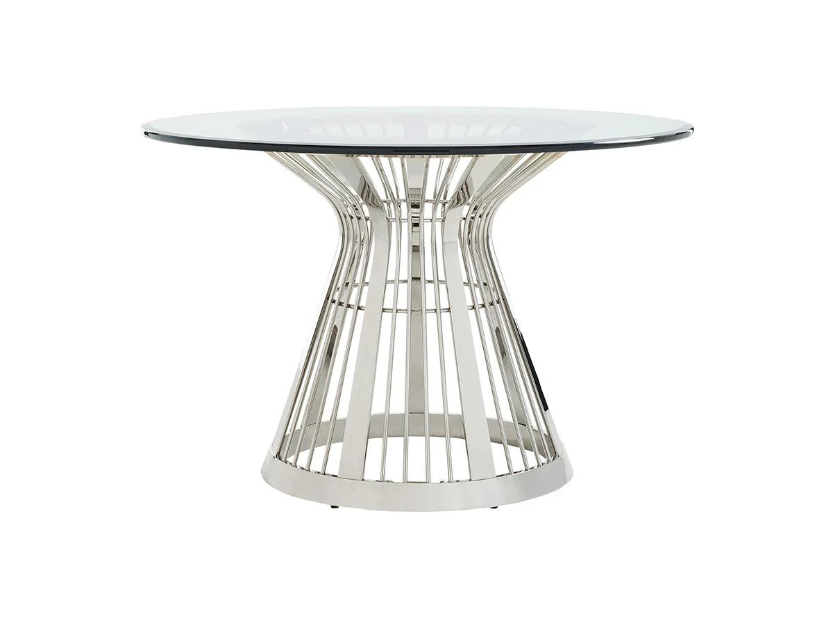 Ariana Riviera Stainless Dining Table With 48 Inch Glass Top - Frankwebs
