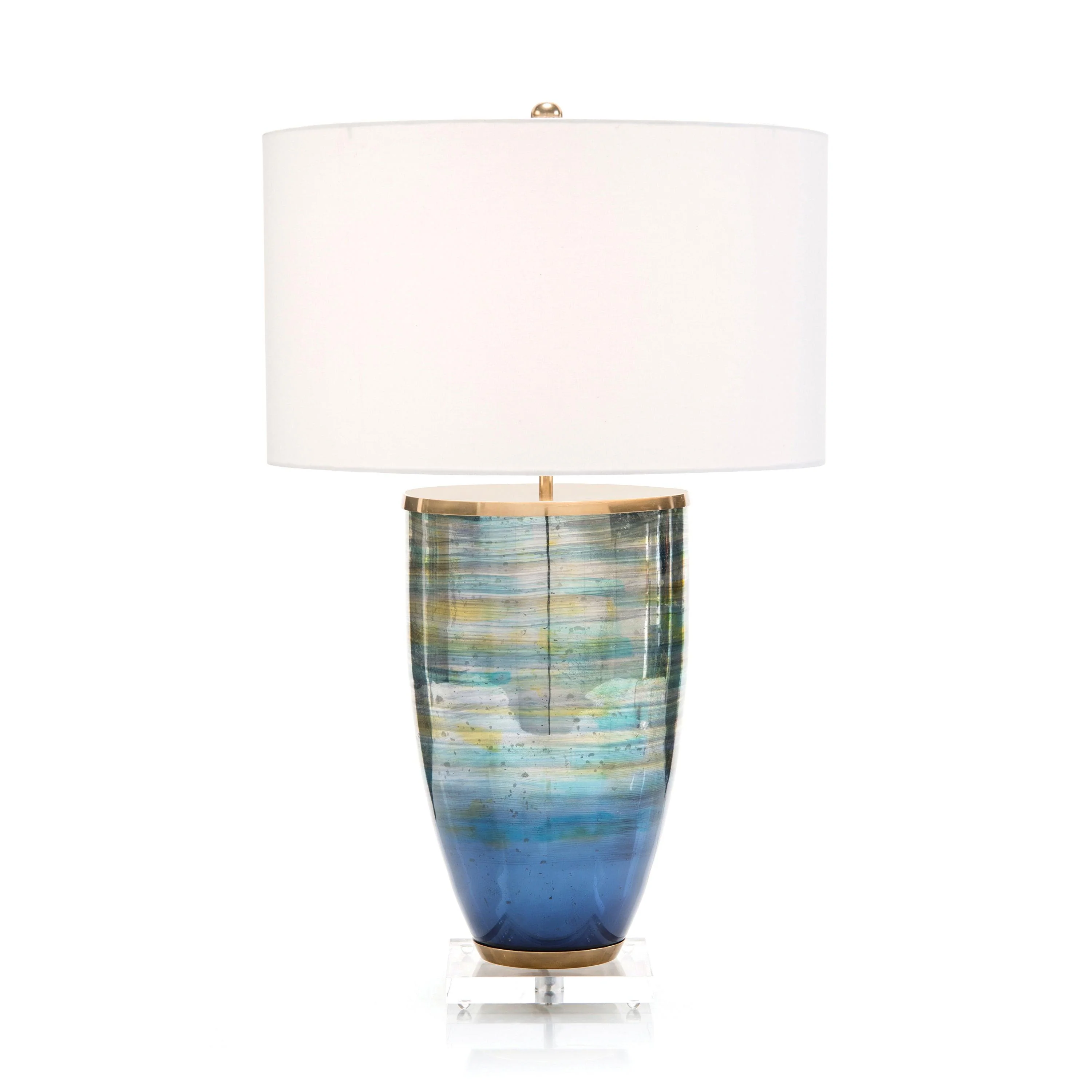 Blue Striated Glass Table Lamp - Frankwebs