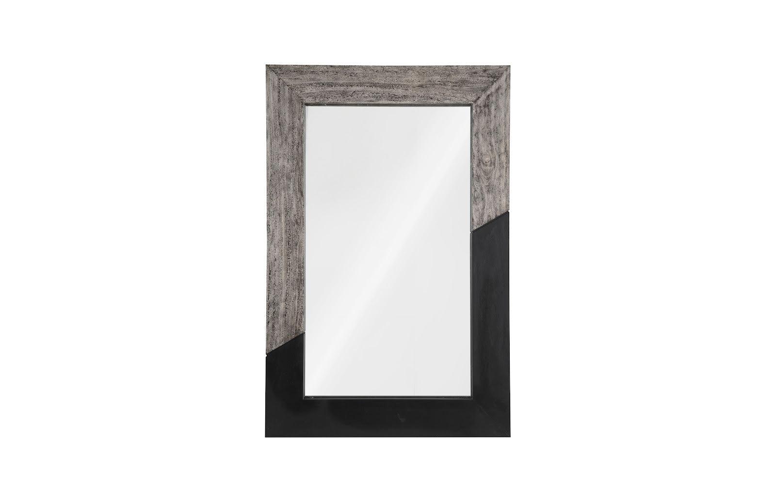 Geometry Wood Mirror, Gray Stone, Black - Frankwebs