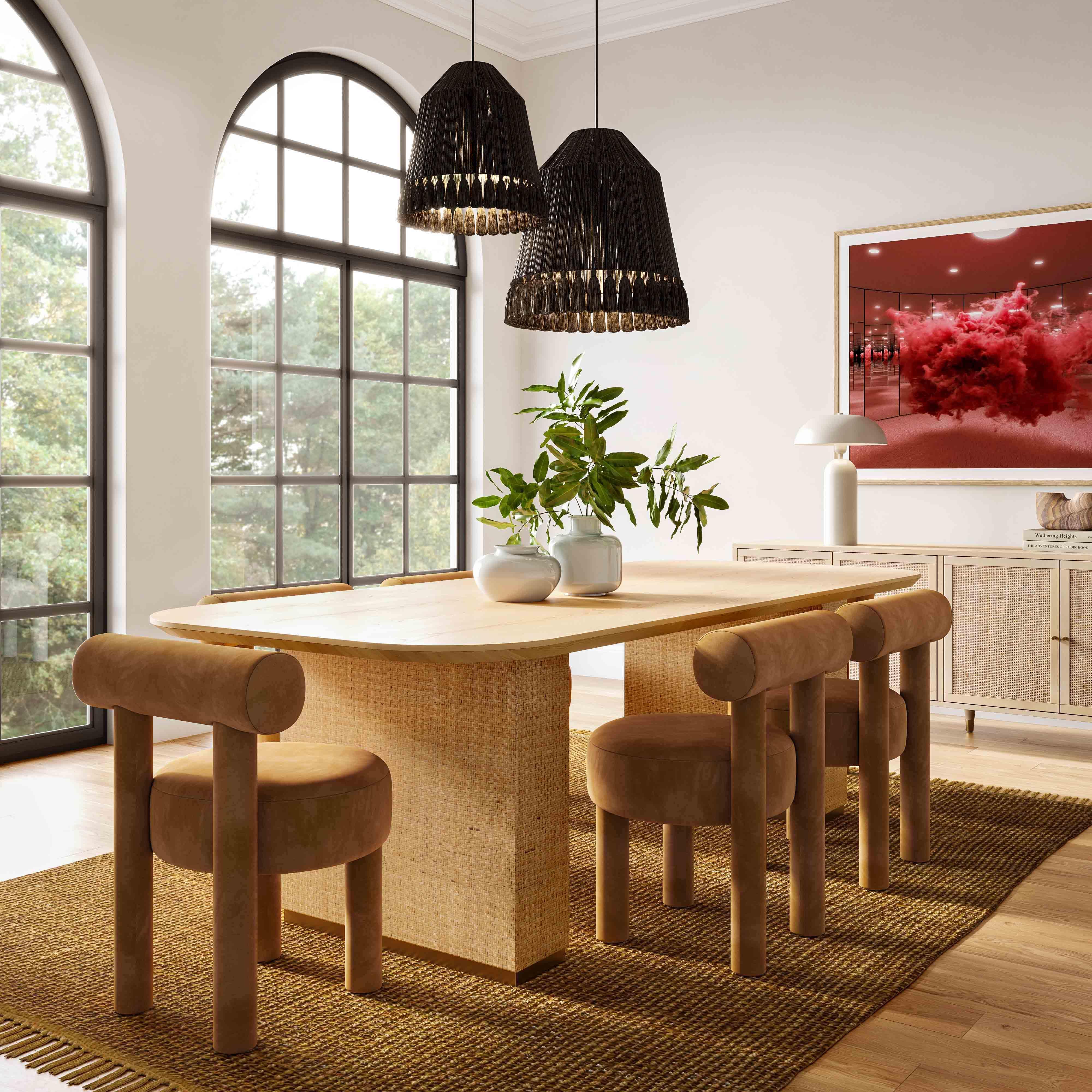 Carmel Cognac Velvet Dining Chair - Frankwebs