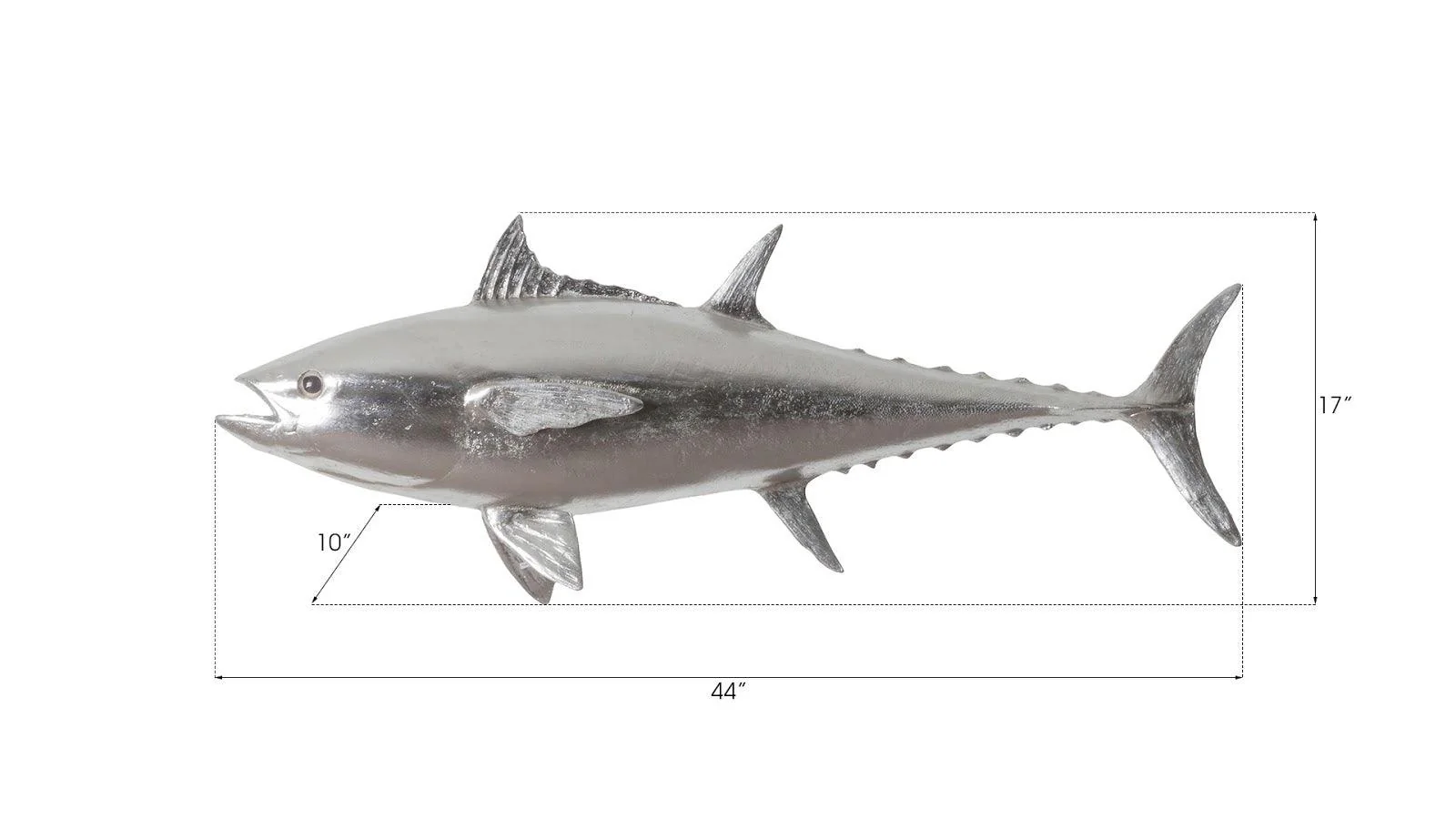 Bluefin Tuna Fish Wall Sculpture, Resin, Silver Leaf - Frankwebs