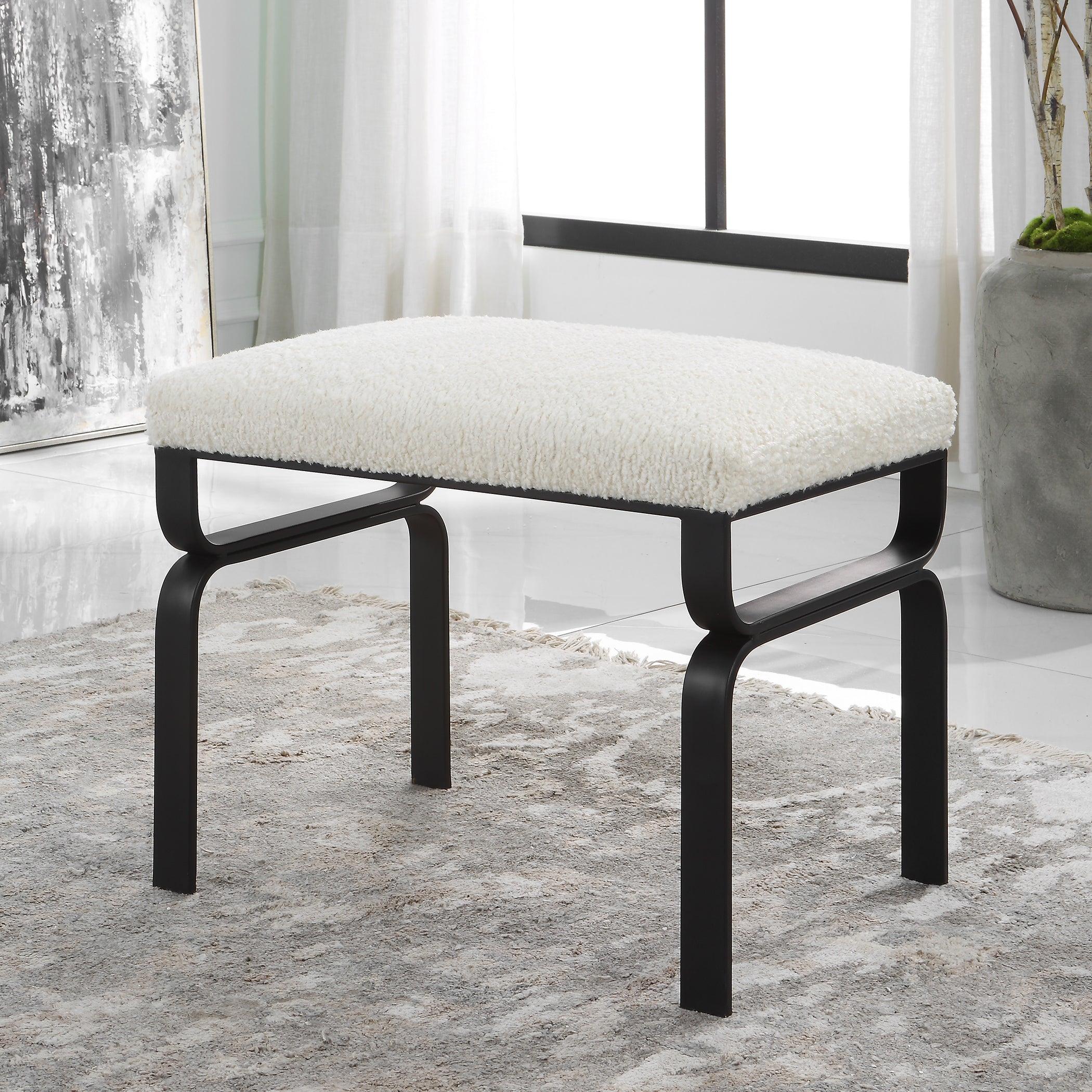 Diverge White Shearling Small Bench - Frankwebs