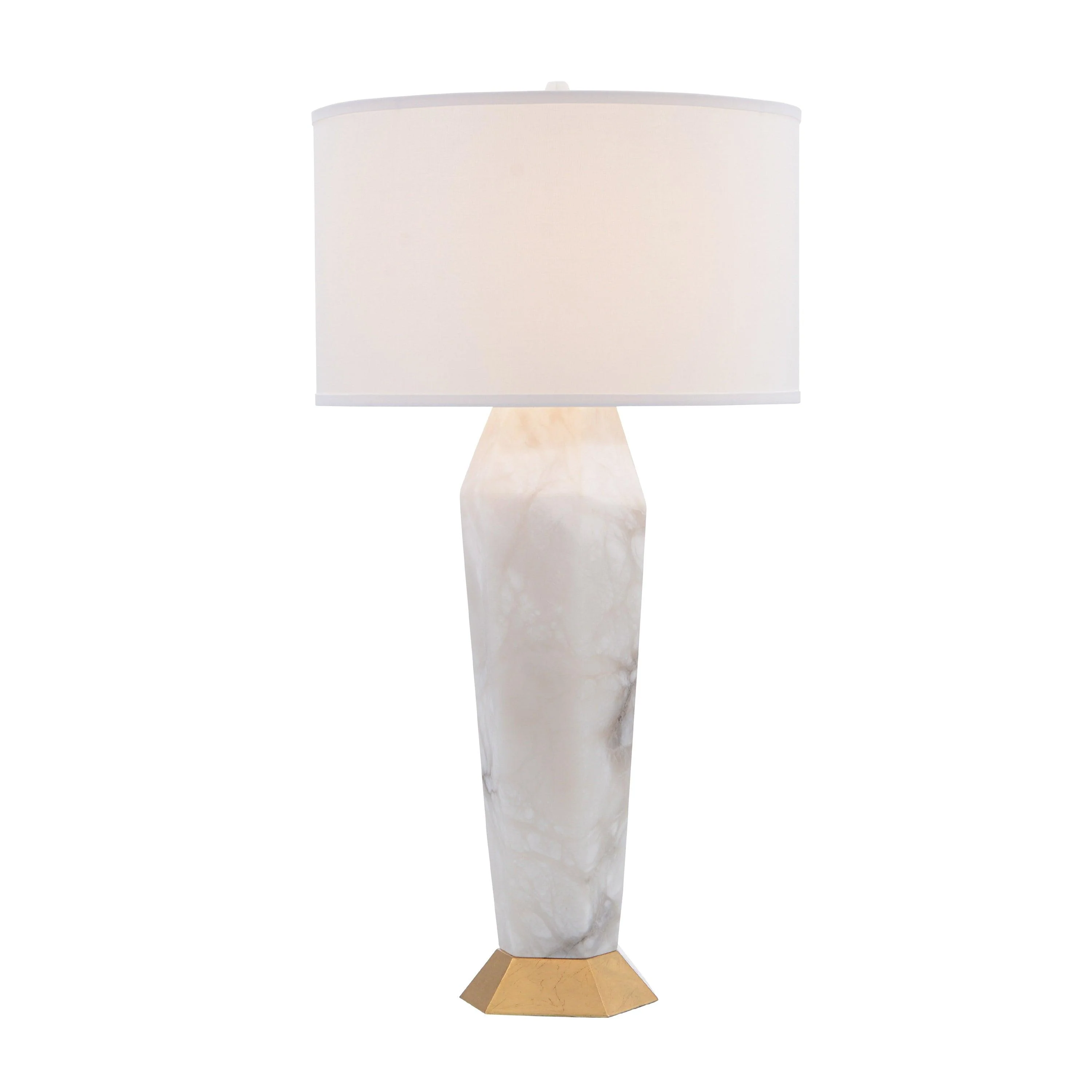 Marble and Gold-Leaf Hexagon Table Lamp - Frankwebs