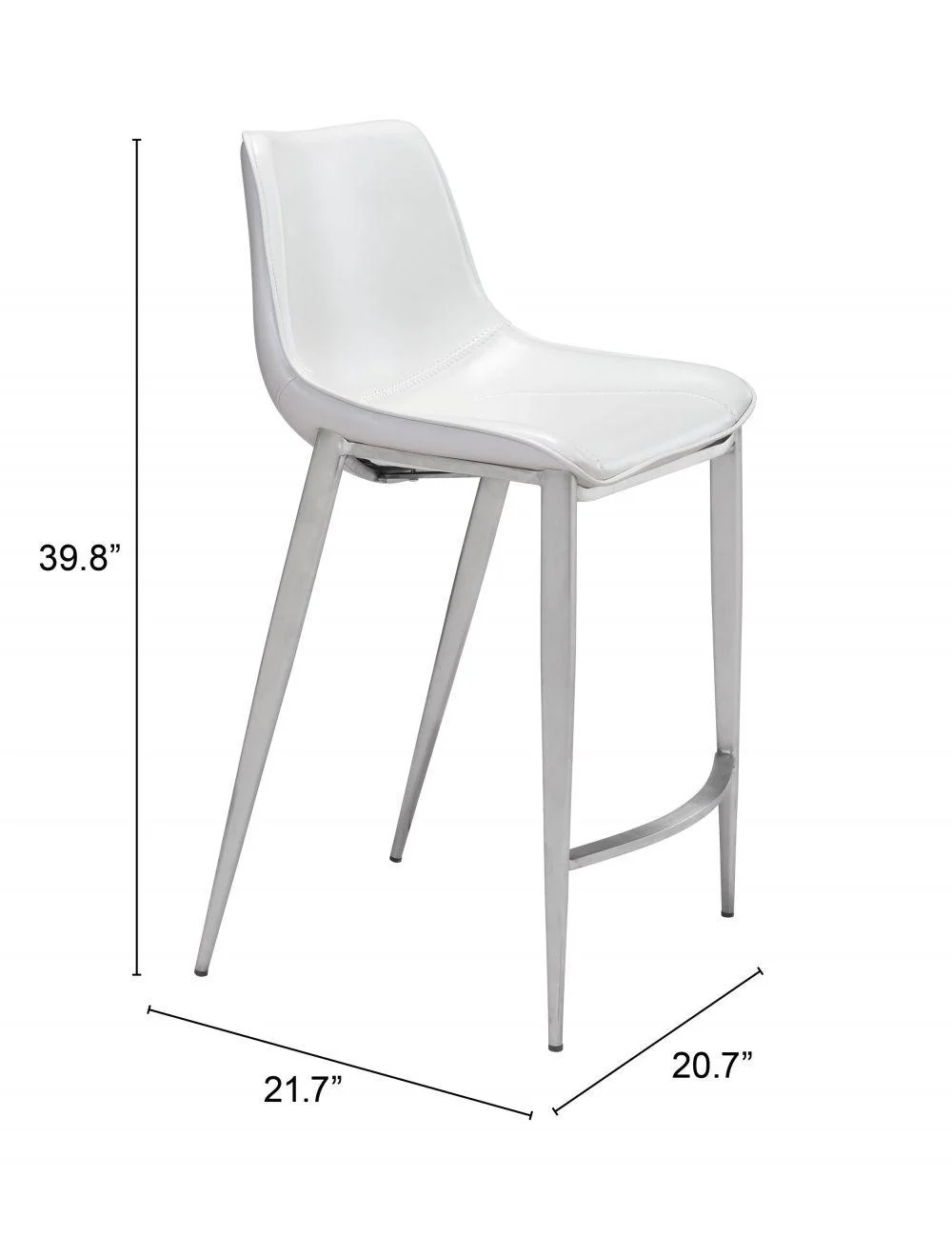 Magnus Counter Chair (Set of 2) White & Silver - Frankwebs
