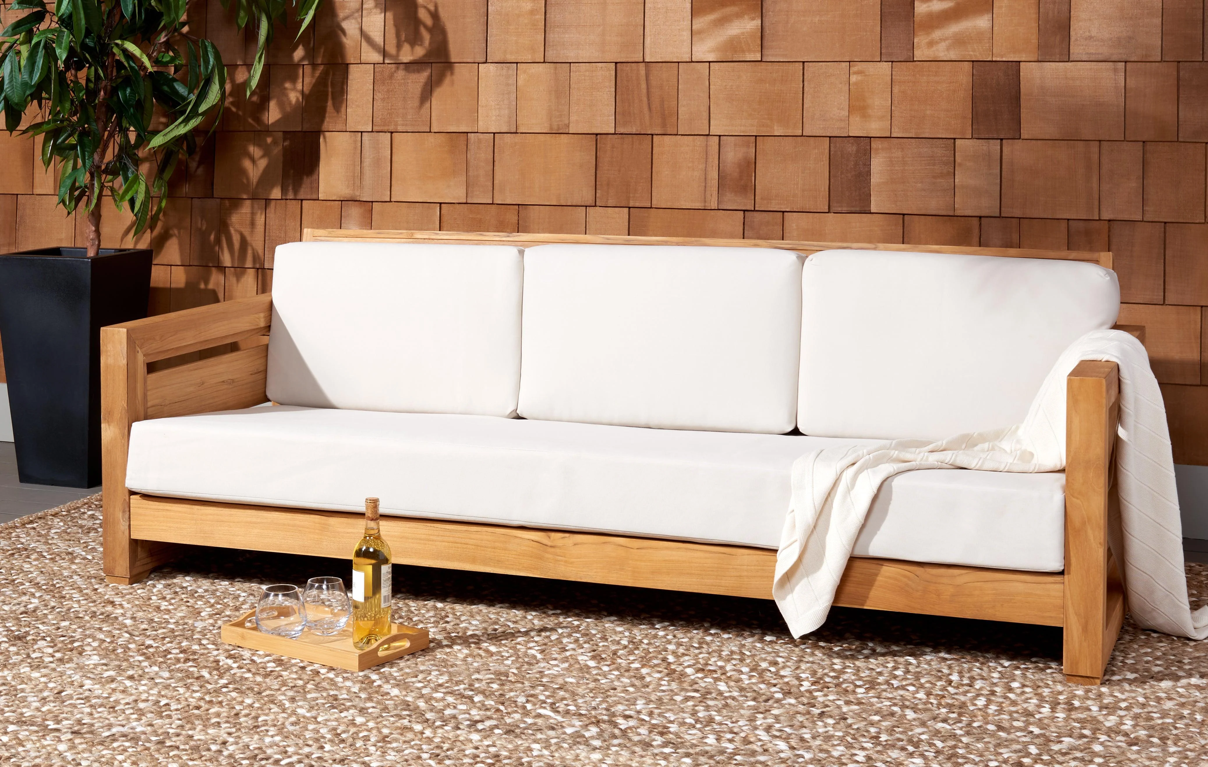 GUADELOUPE OUTDOOR BRAZILIAN TEAK 3-SEAT SOFA - Frankwebs