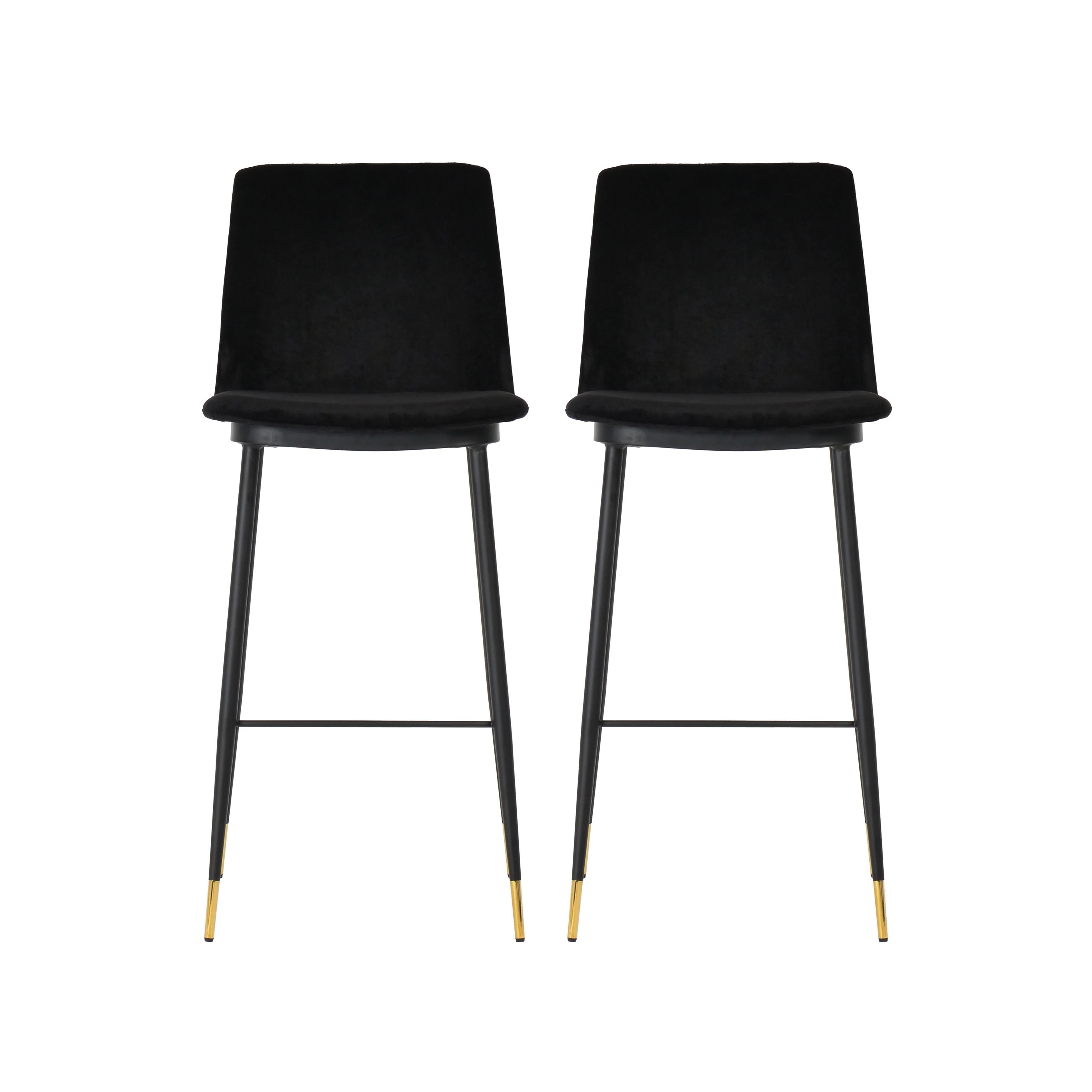 Evora Black Velvet Counter Stool (Set of 2) - Frankwebs