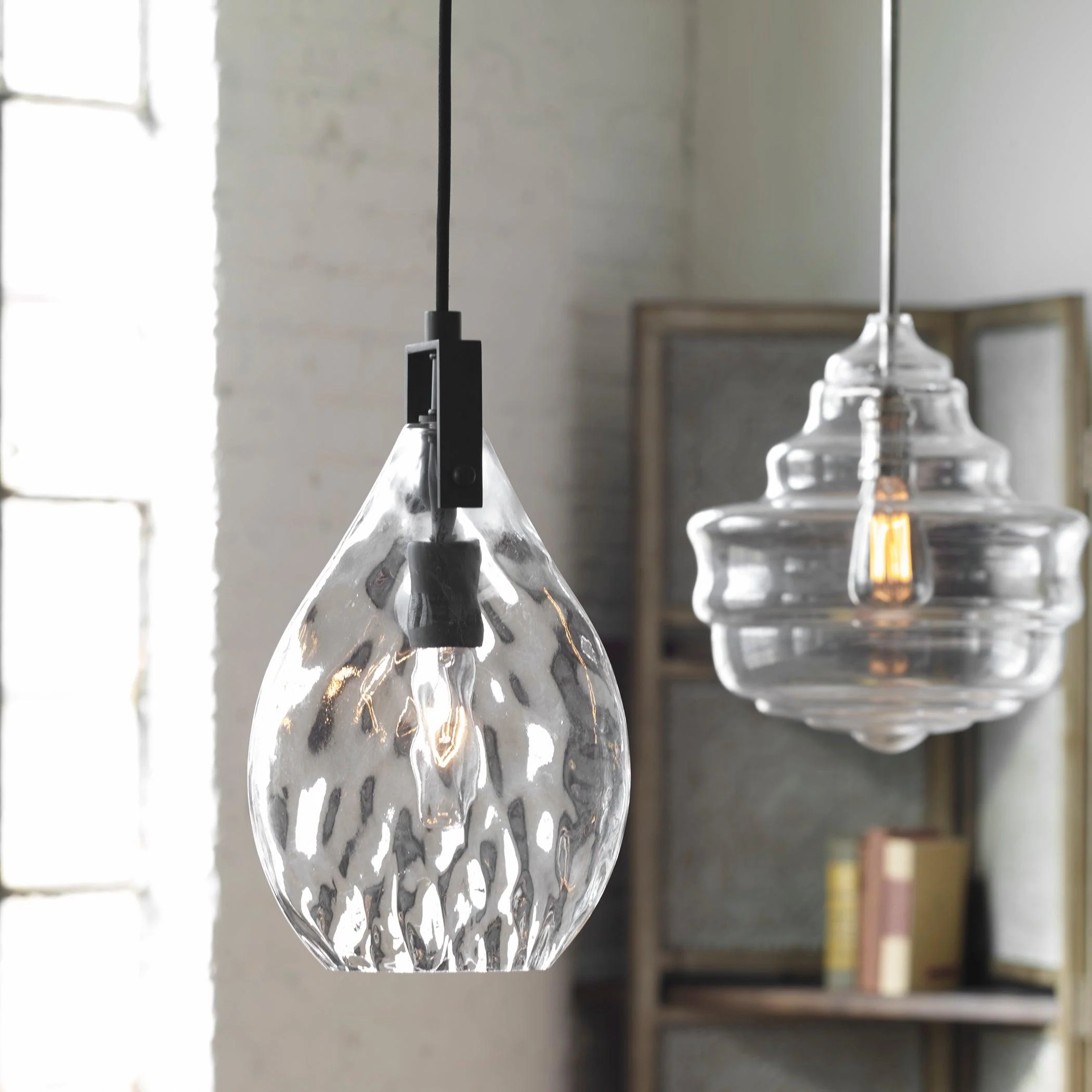CAMPESTER 1 LIGHT WATERED GLASS MINI PENDANT - Frankwebs