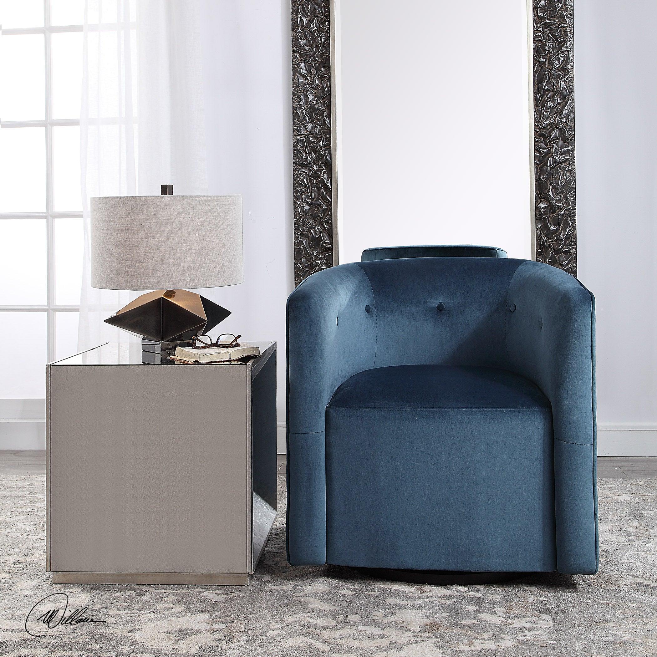 Mallorie Blue Swivel Chair - Frankwebs