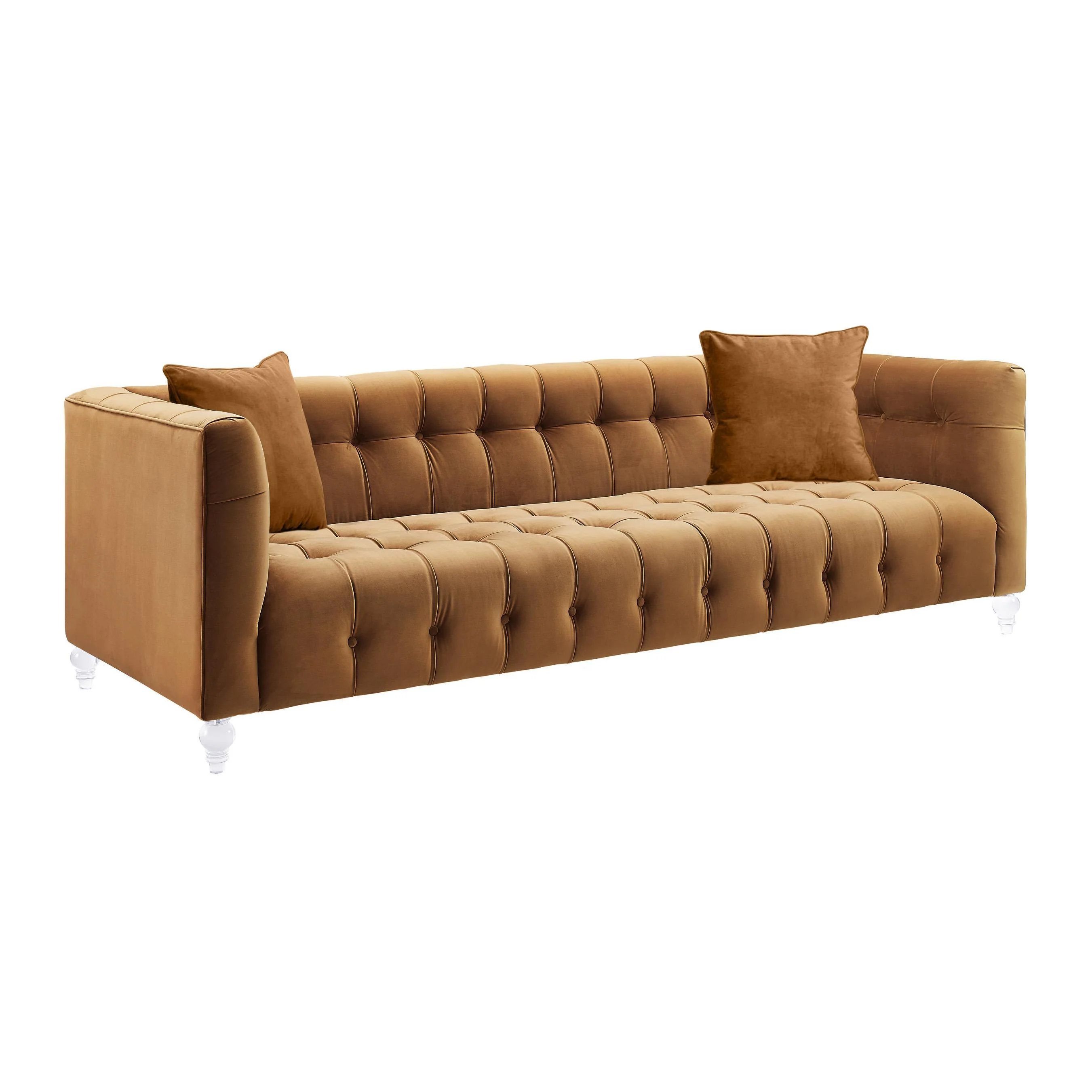 Bea Cognac Velvet Sofa - Frankwebs