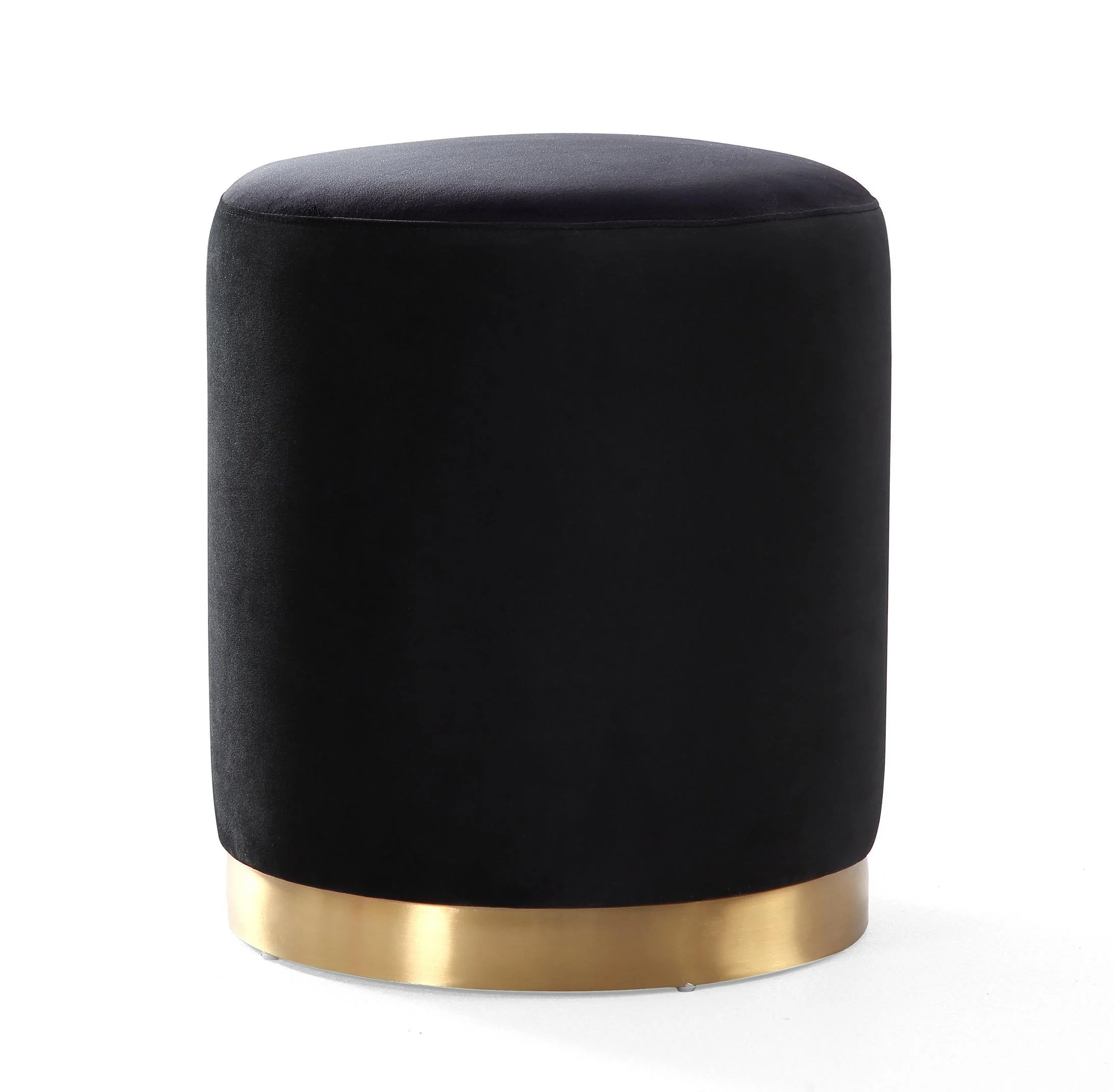 Opal Black Velvet Ottoman -Gold Base - Frankwebs