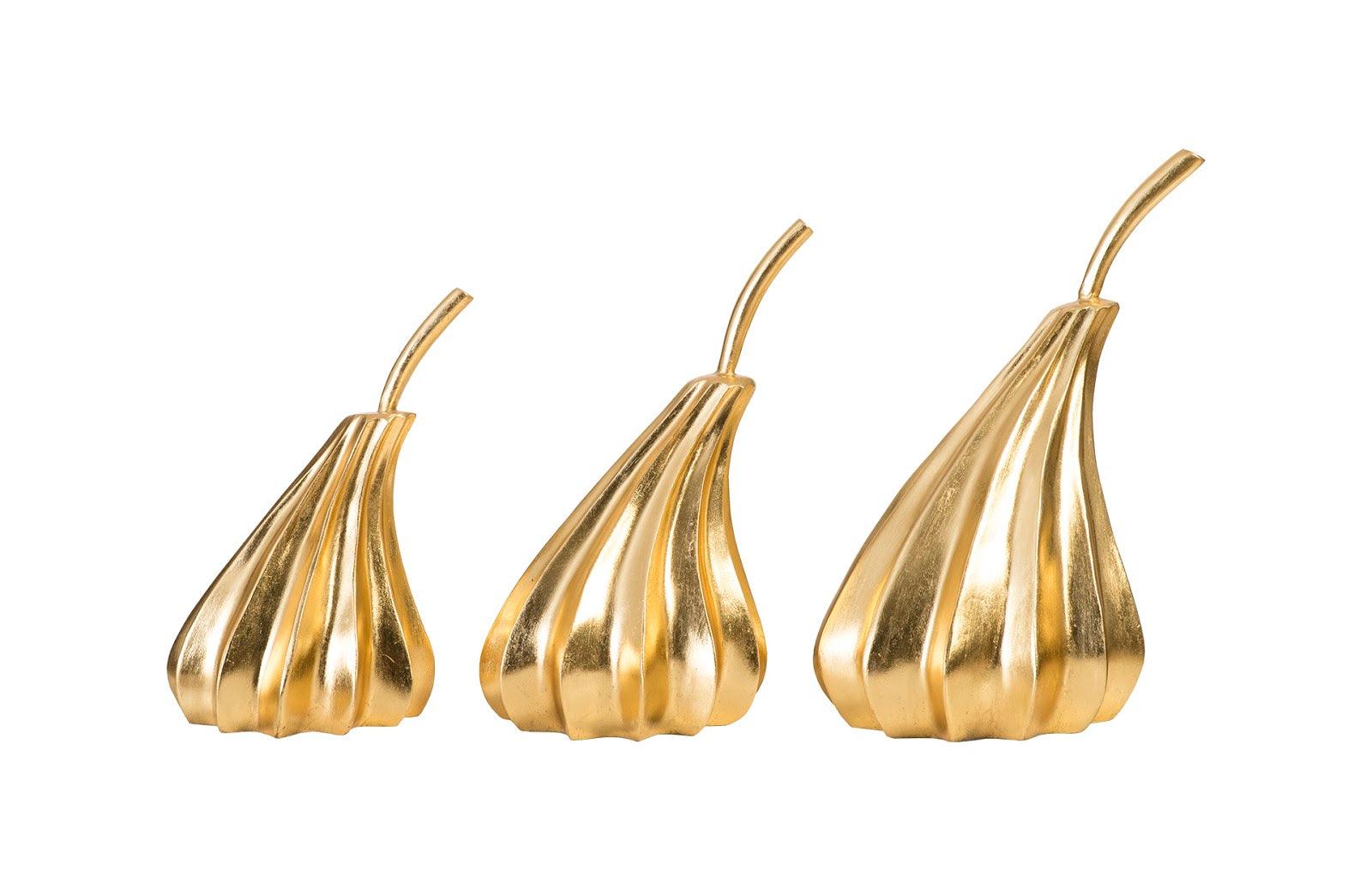 Hand Dipped Pears Set of 3, Gold Leaf - Frankwebs