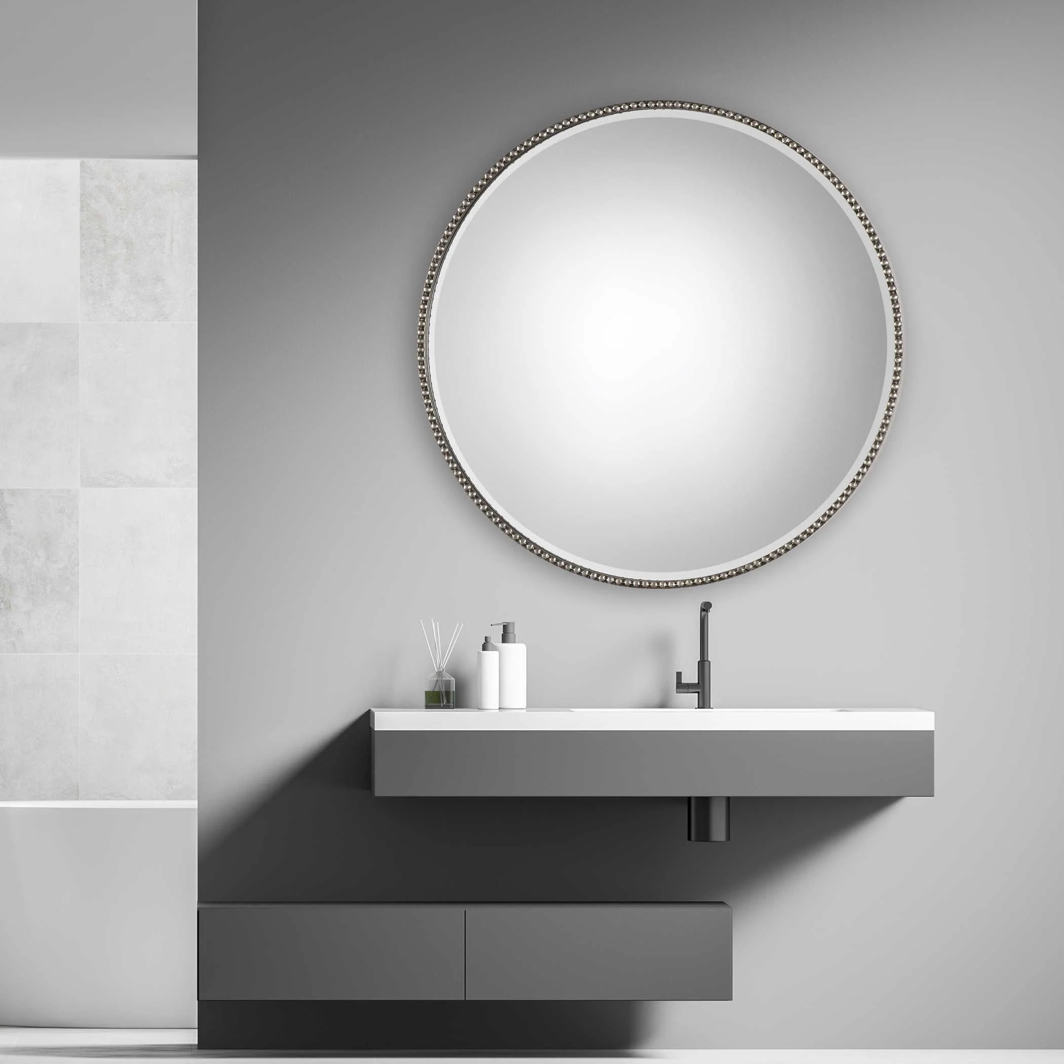 STEFANIA BEADED ROUND MIRROR - Frankwebs