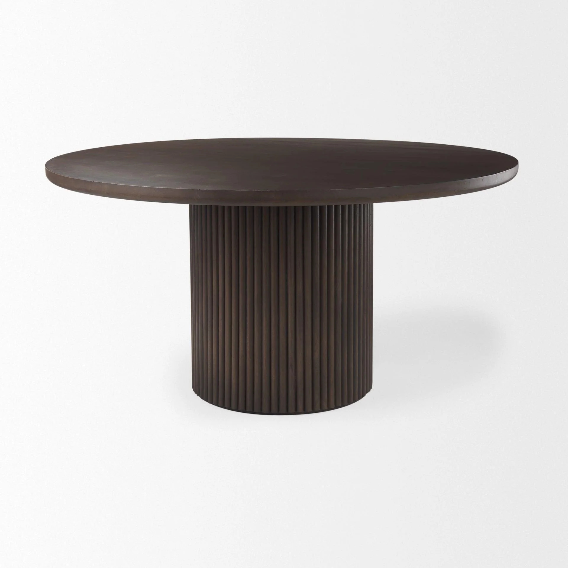 Terra 60L x 60W x 30H Dark Brown Wood Round Fluted Dining Table - Frankwebs