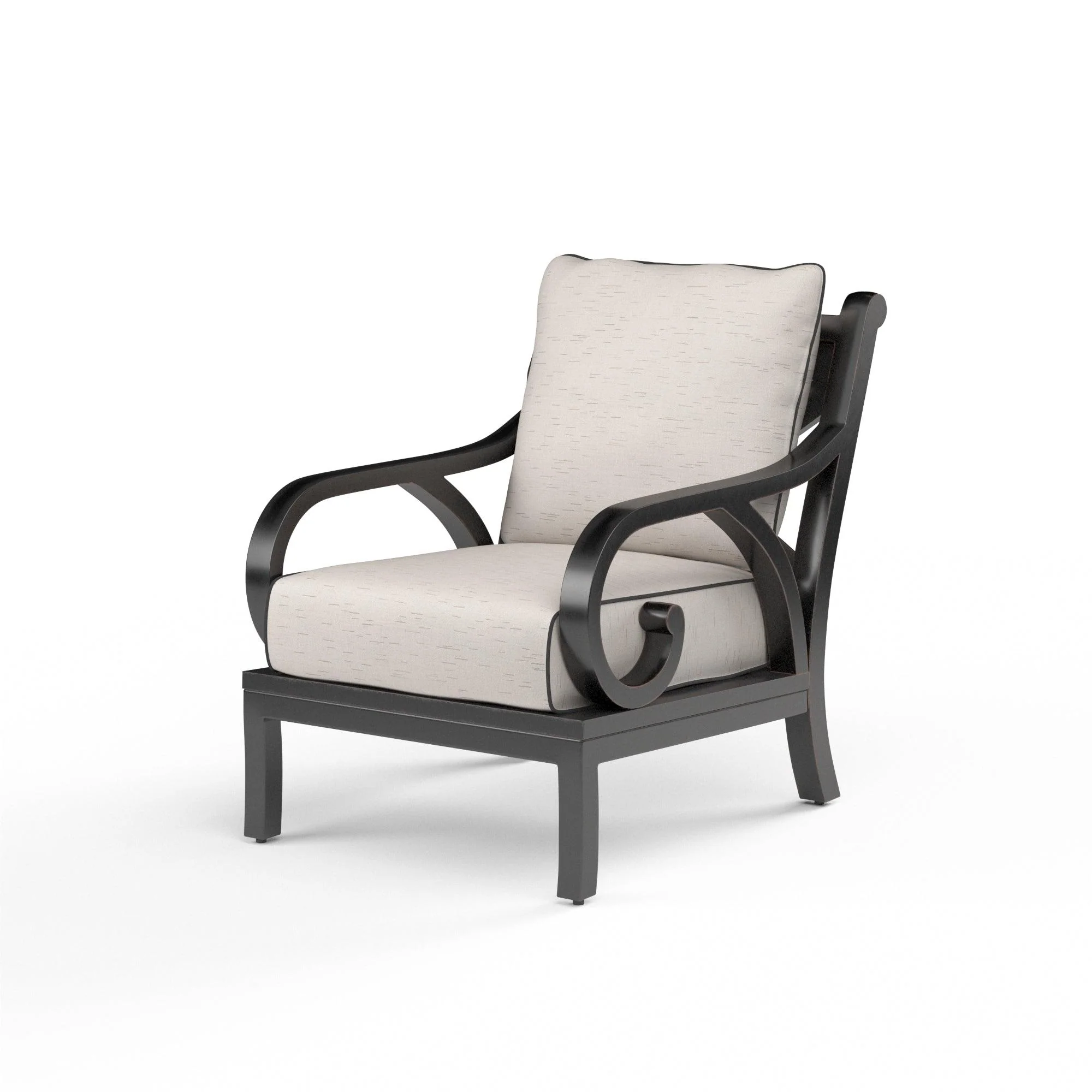 Monterey Club Chair in Frequency Sand w/ Contrast Canvas Java Welt - Frankwebs