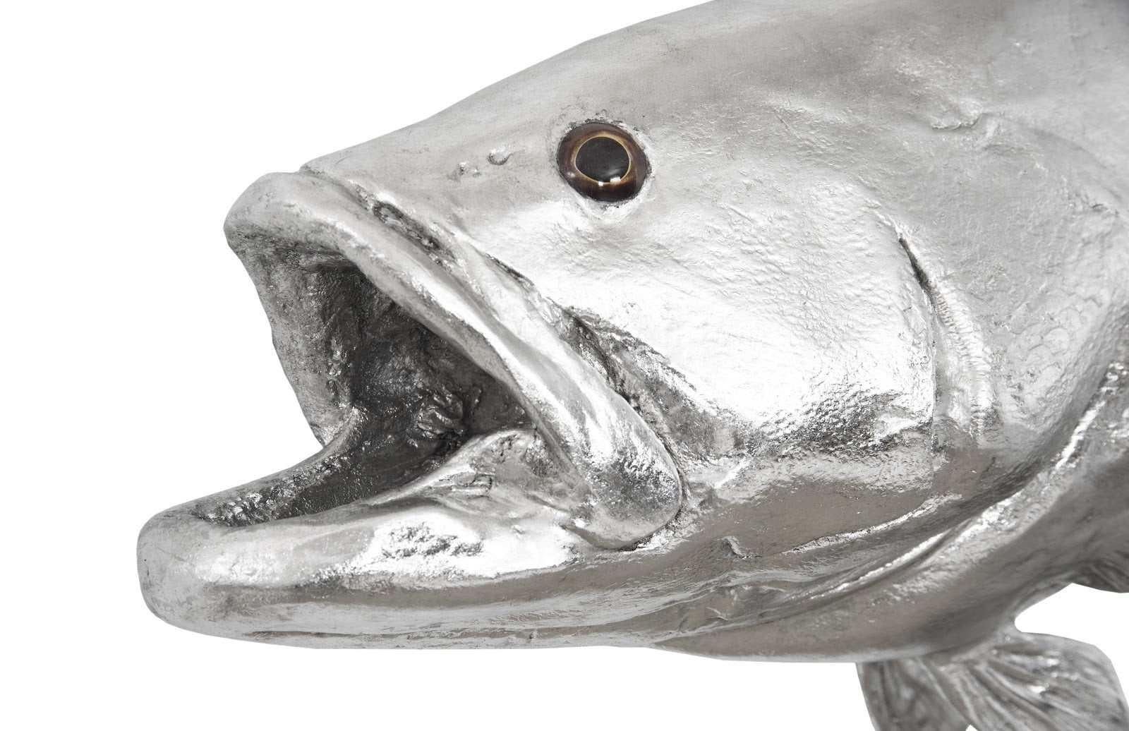 Estuary Cod Fish Wall Sculpture, Resin, Silver Leaf - Frankwebs