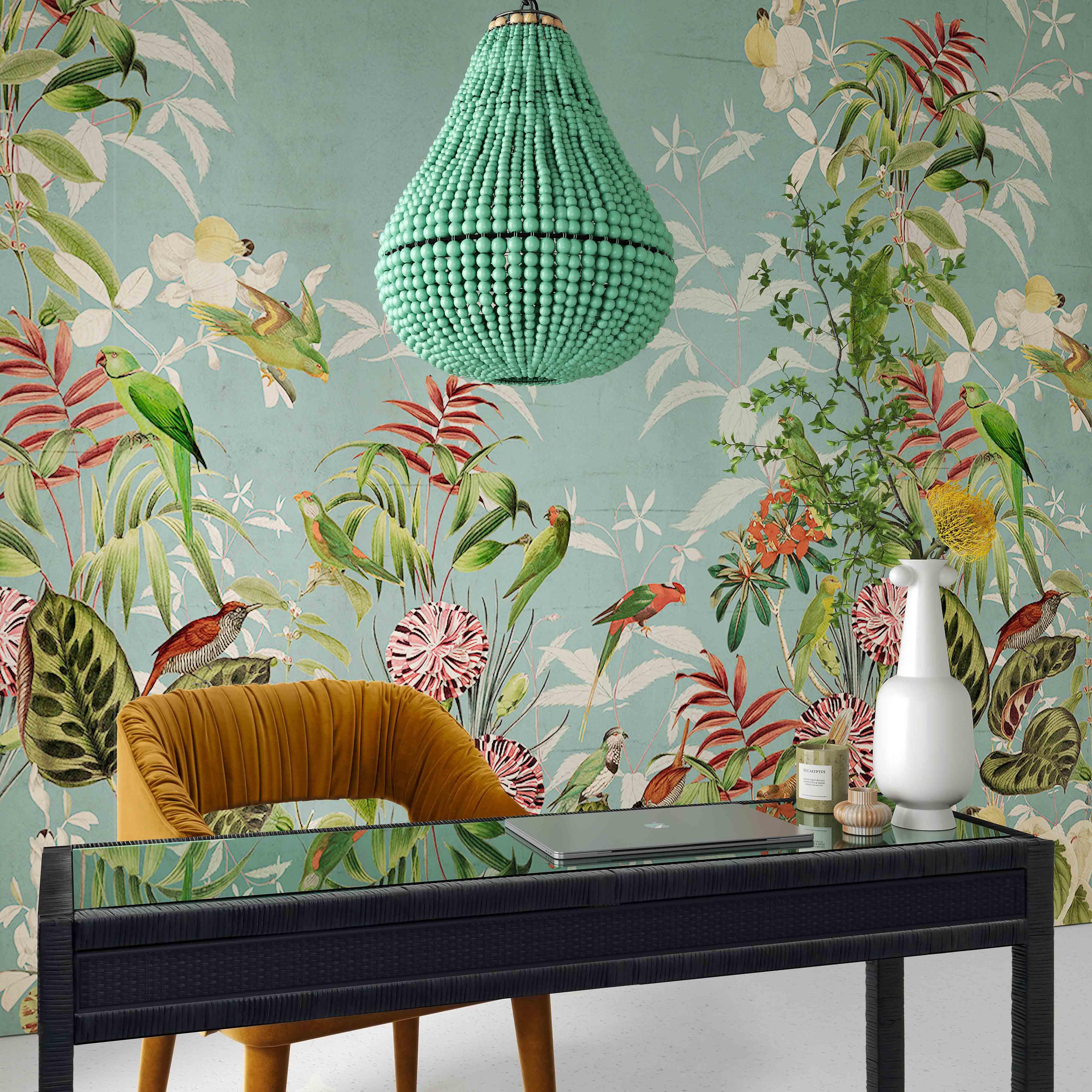 Palani Green Wooden Bead Chandelier - Frankwebs