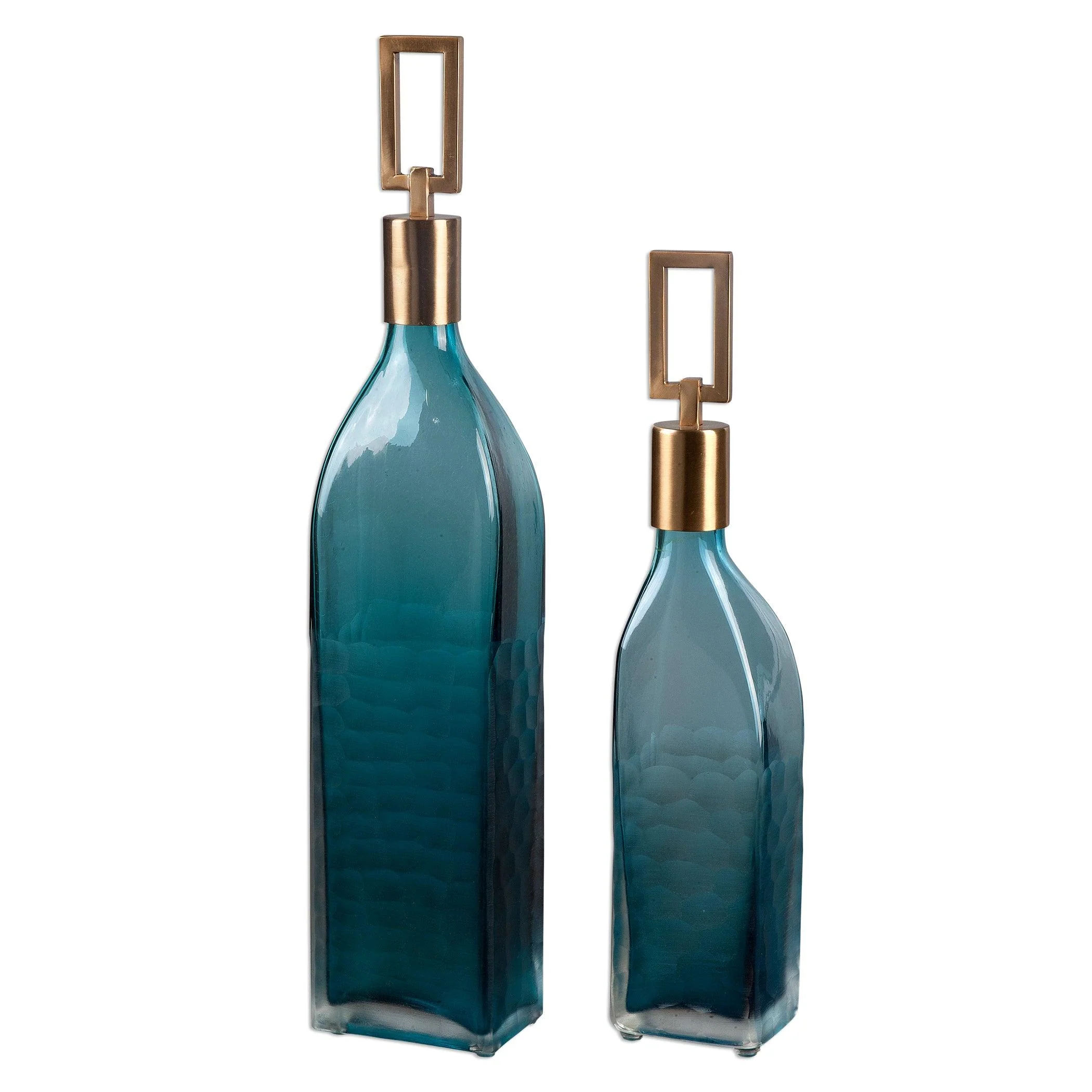 ANNABELLA TEAL GLASS BOTTLES, SET OF 2 - Frankwebs