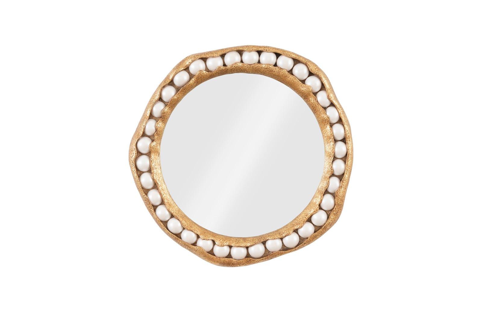 Pearl Mirror, Gold Leaf, Round - Frankwebs