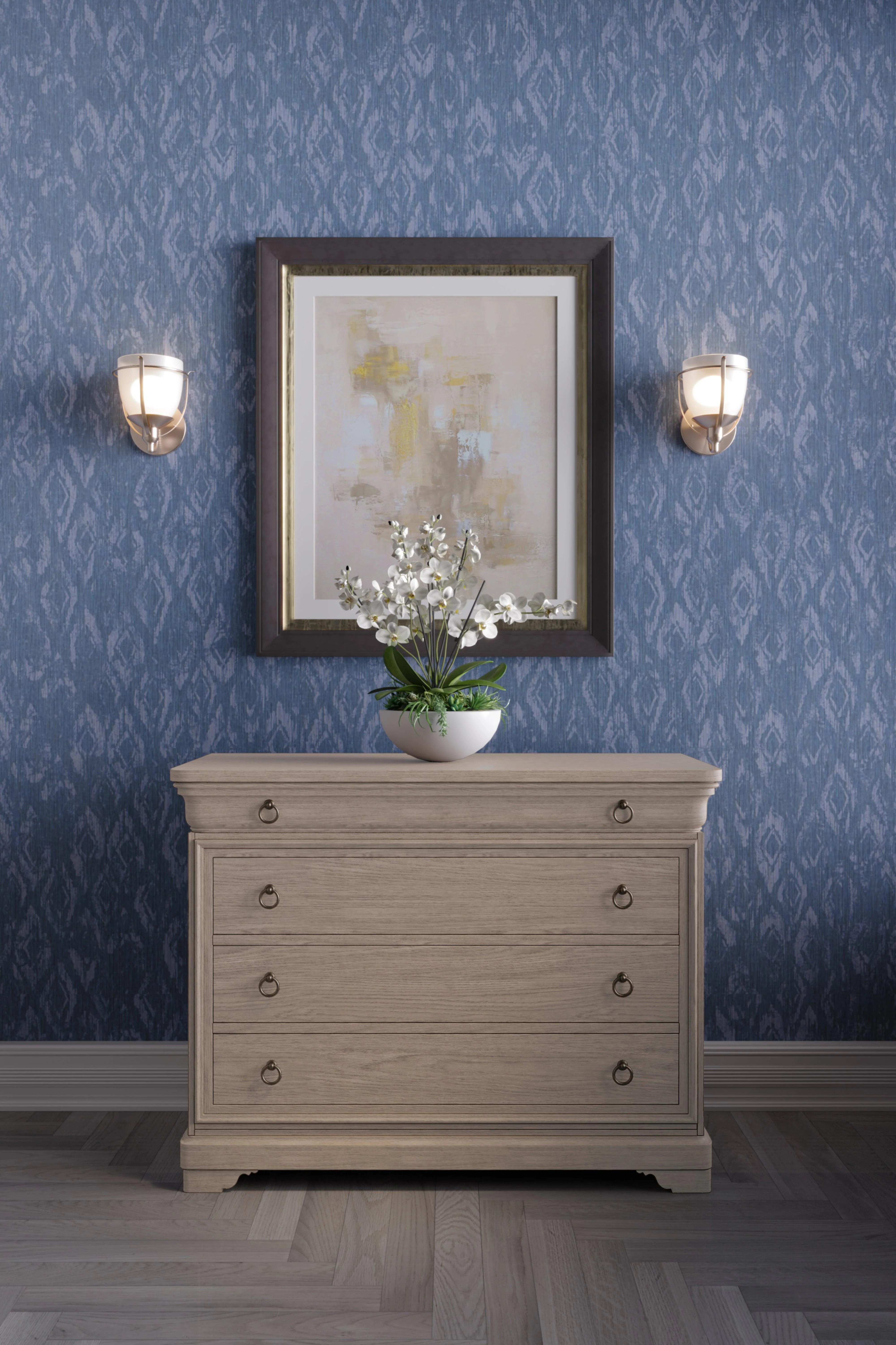 Timeless Entropy Louis Phillipe Drawer Chest in Bleached Walnut 46