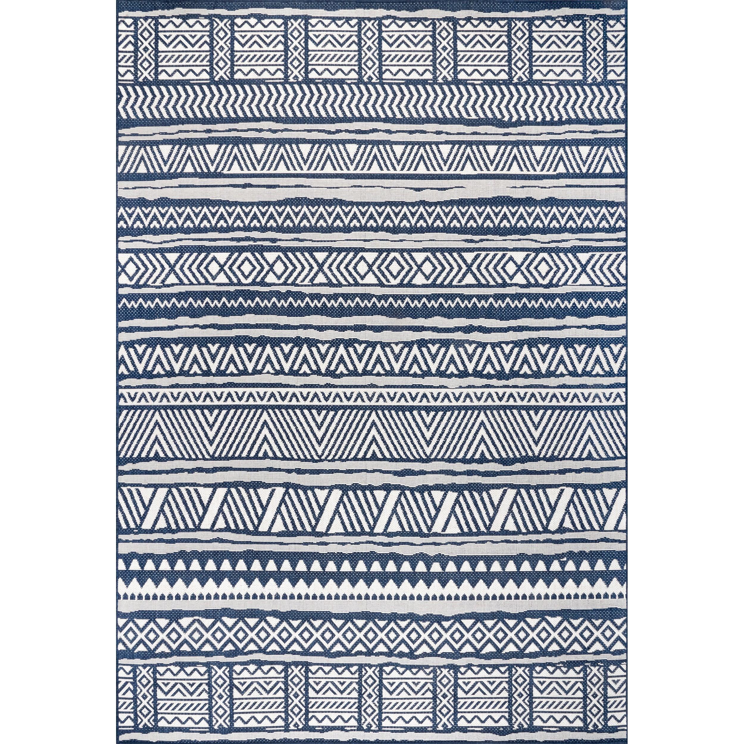 Abbey Tribal Striped Indoor/Outdoor Area Rug - Frankwebs