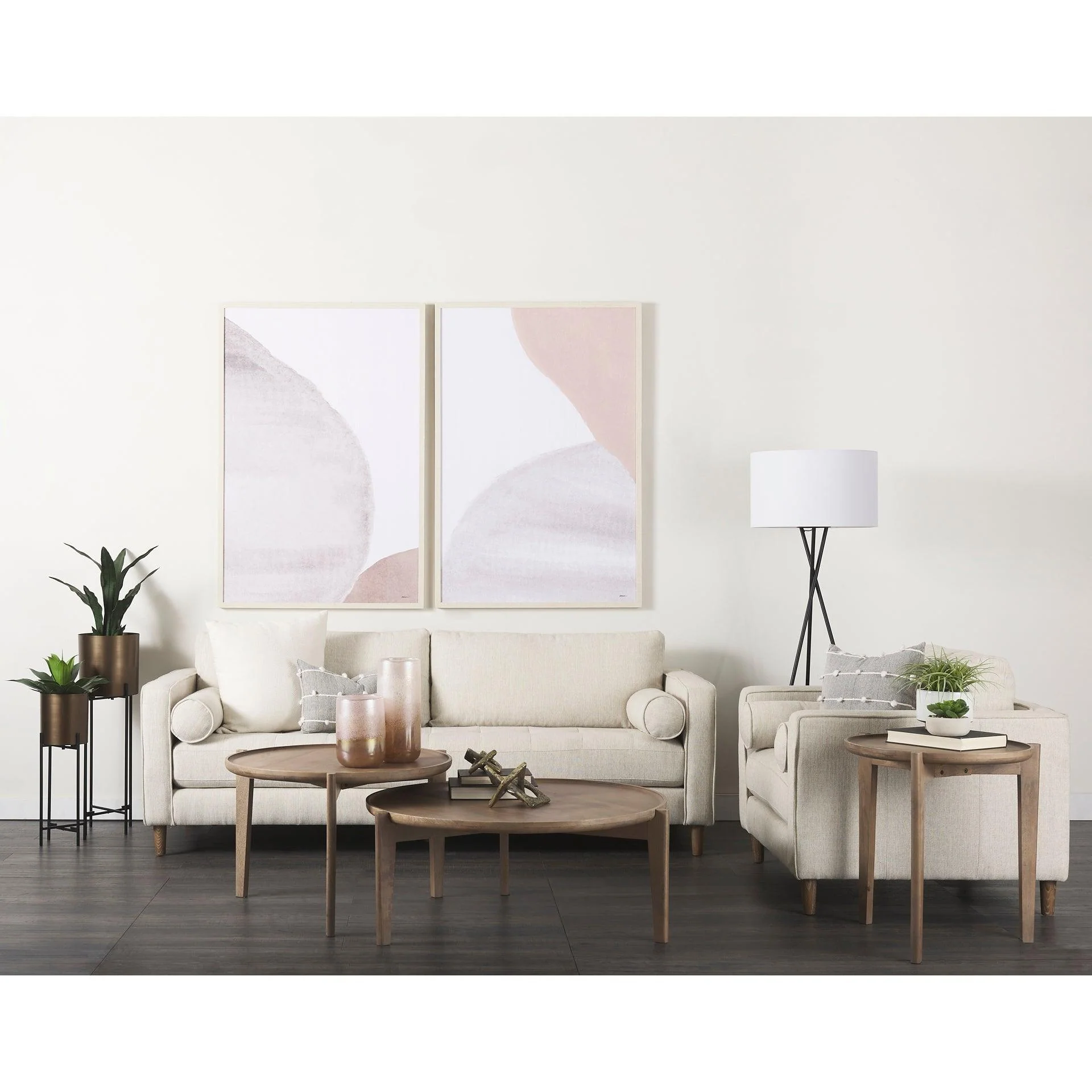 Loretta 40.7L x 36.2W x 33.9H Cream Fabric Chair W/ Two Bolster Cushions - Frankwebs