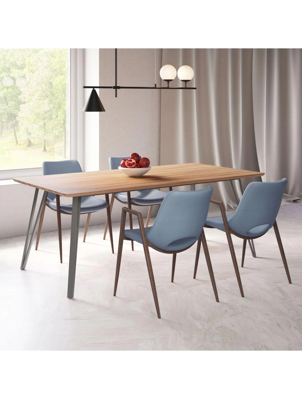 Desi Dining Chair (Set of 2) Gray & Walnut - Frankwebs