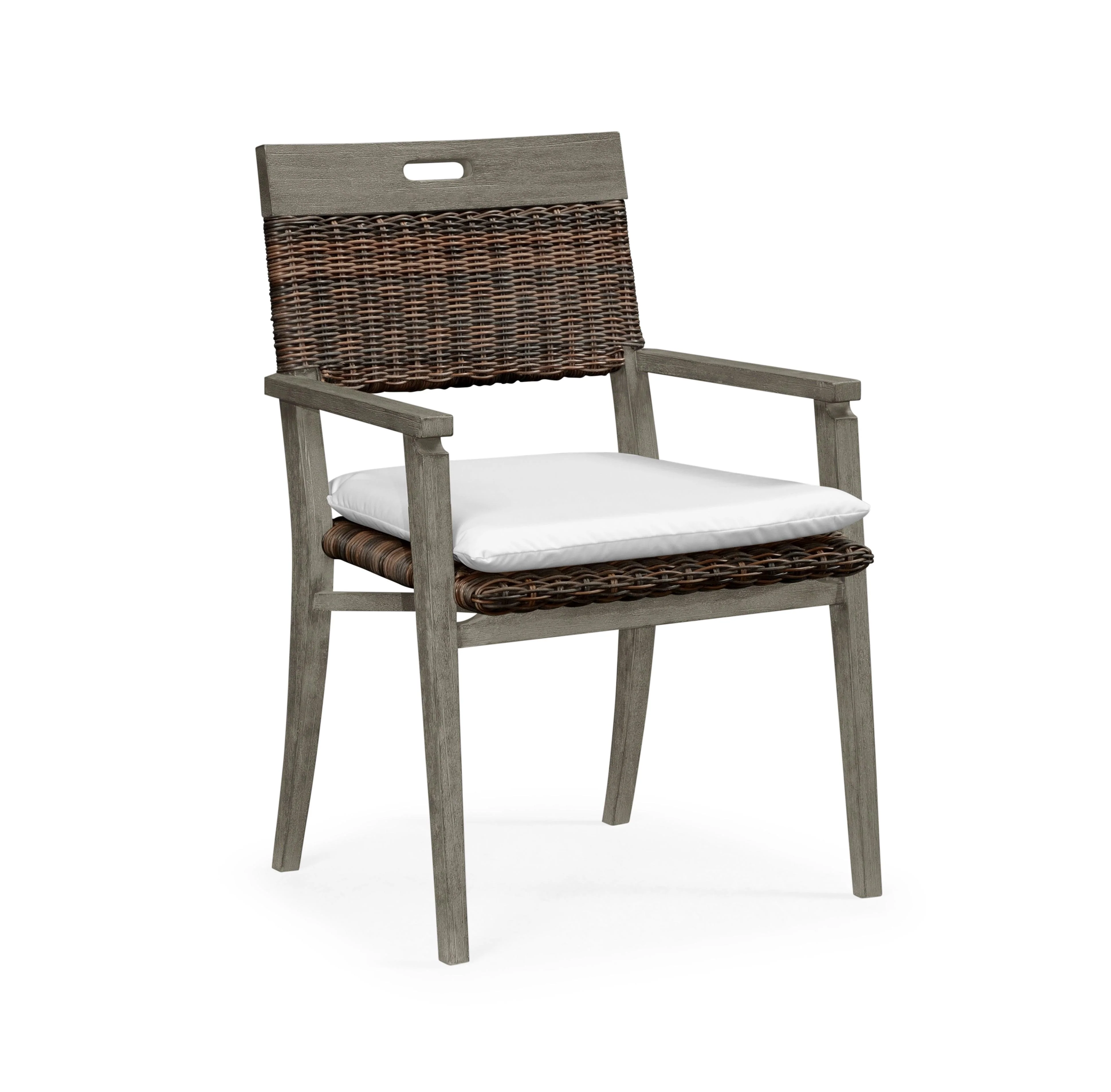 Outdoor Hampton Sq Back Grey & Rattan Chair w/Cushion - Frankwebs