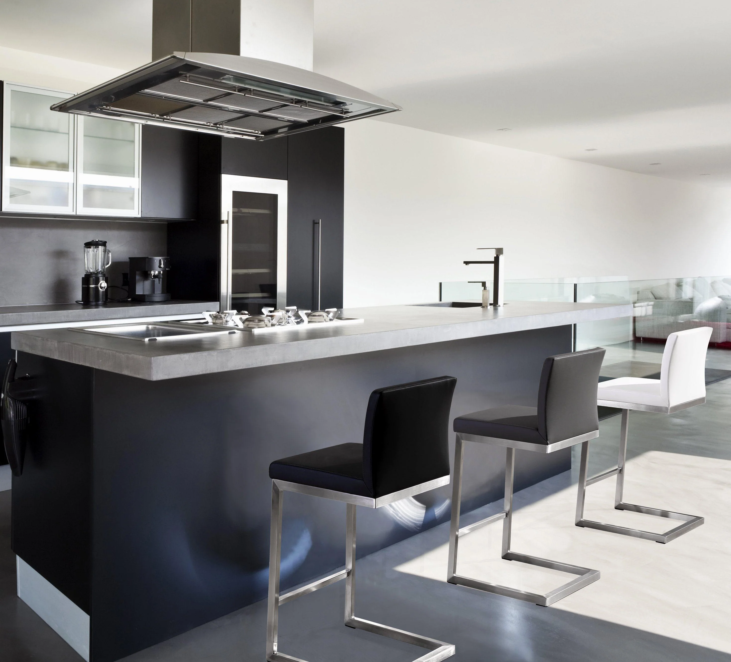 Parma Black Stainless Steel Counter Stool - Set of 2 - Frankwebs