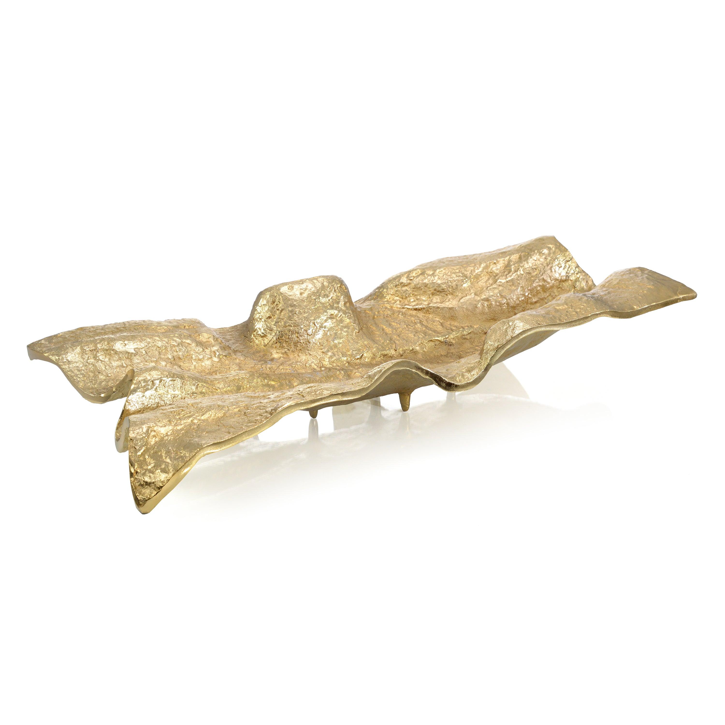 Draped Fabric Brass Rectangle Bowl - Frankwebs