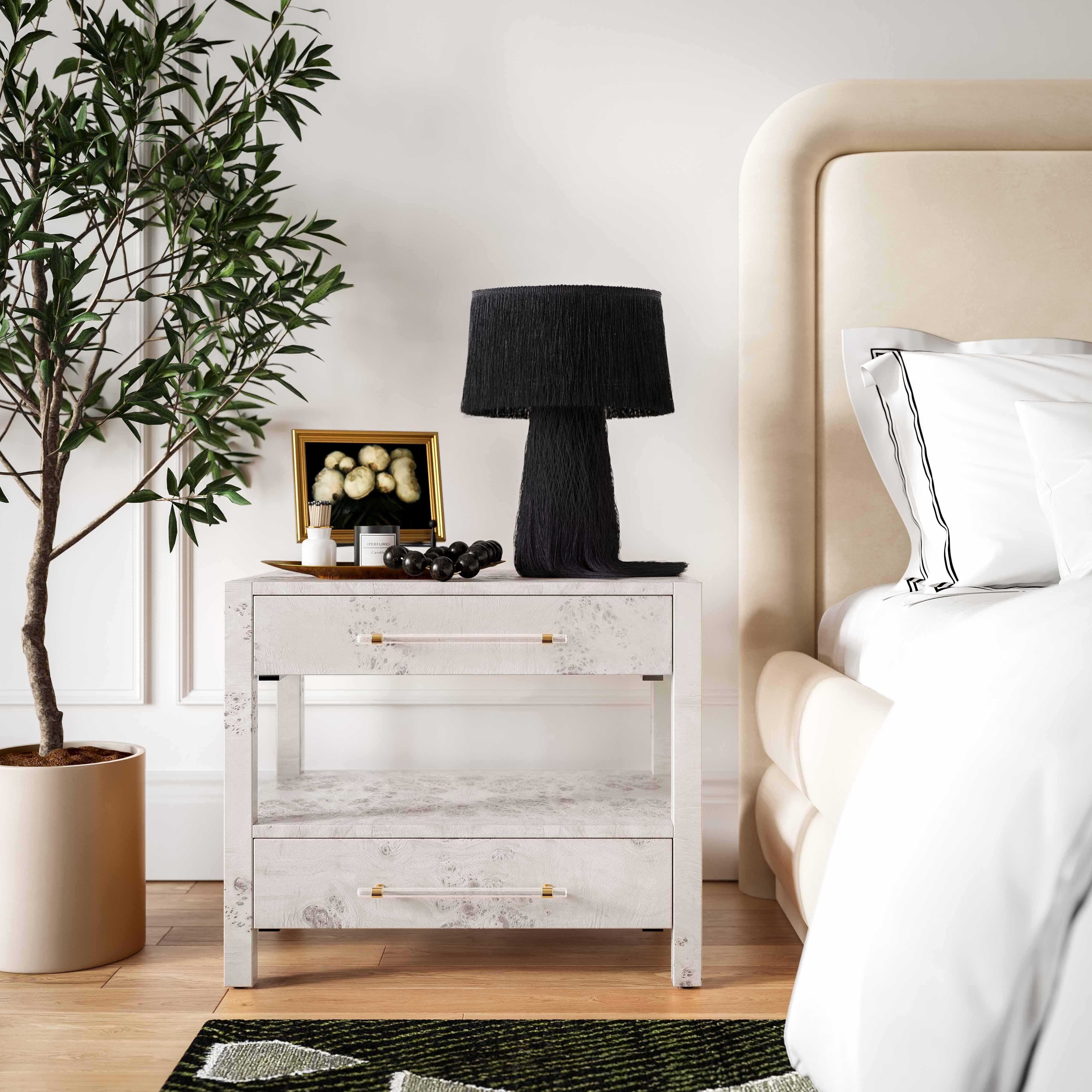 Brandyss White Burl Nightstand - Frankwebs