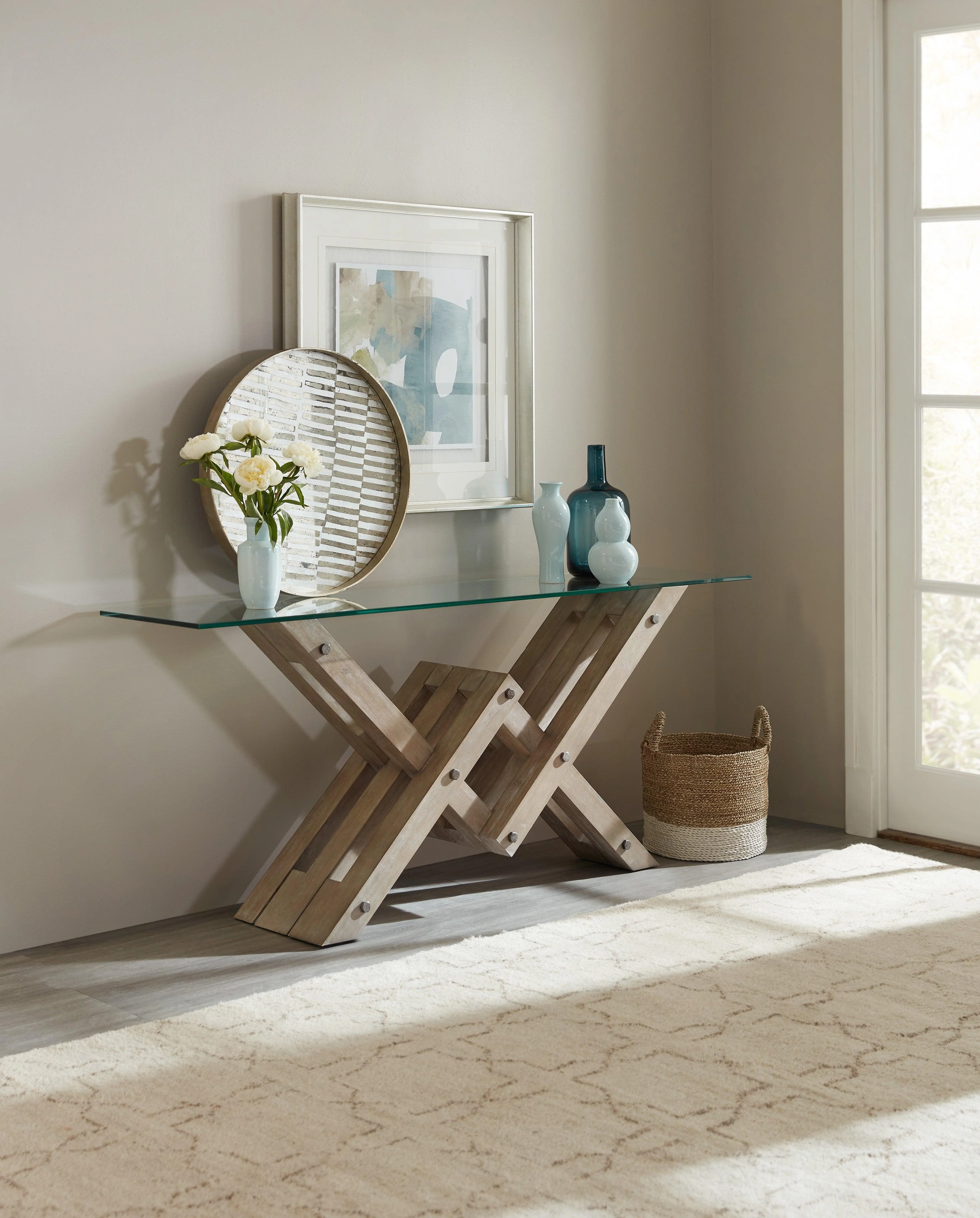 Affinity Glass Top Accent Console - Frankwebs
