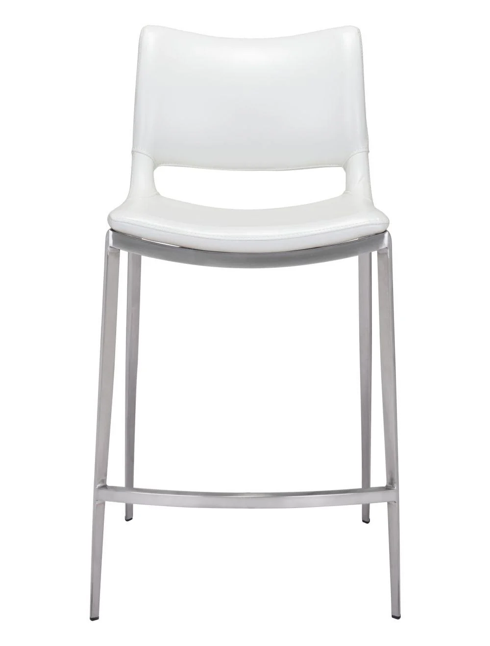 Ace Counter Chair (Set of 2) White & Silver - Frankwebs