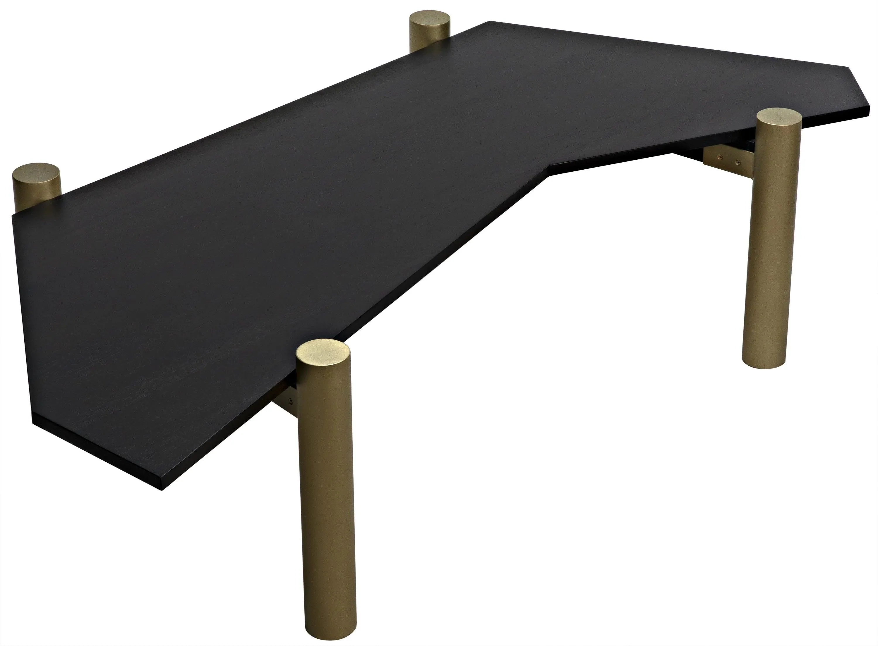 Tabu Coffee Table, Brass Finished Legs with Ebony Walnut Top - Frankwebs