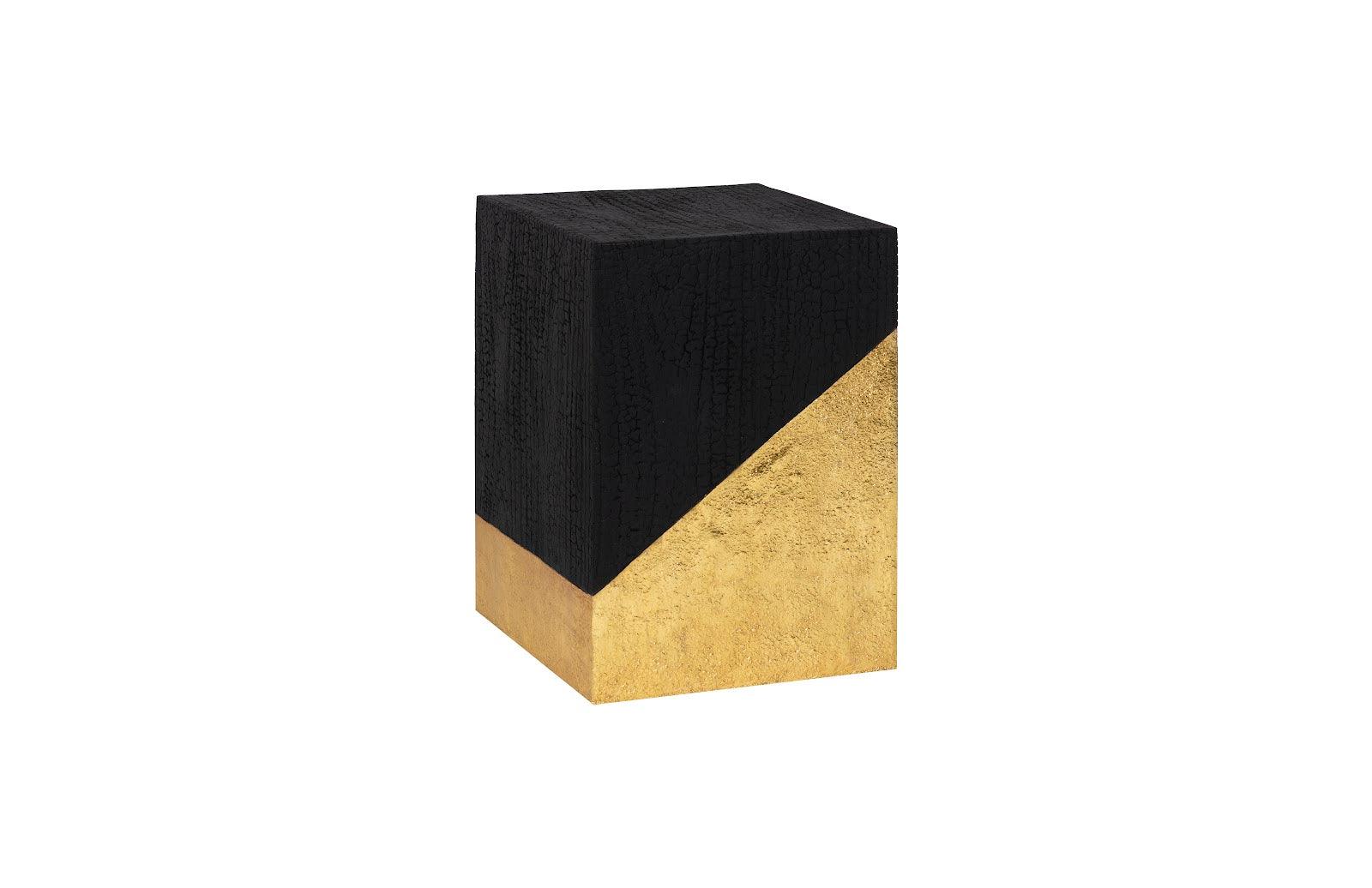Scorched Side Table, Black and Gold Leaf - Frankwebs