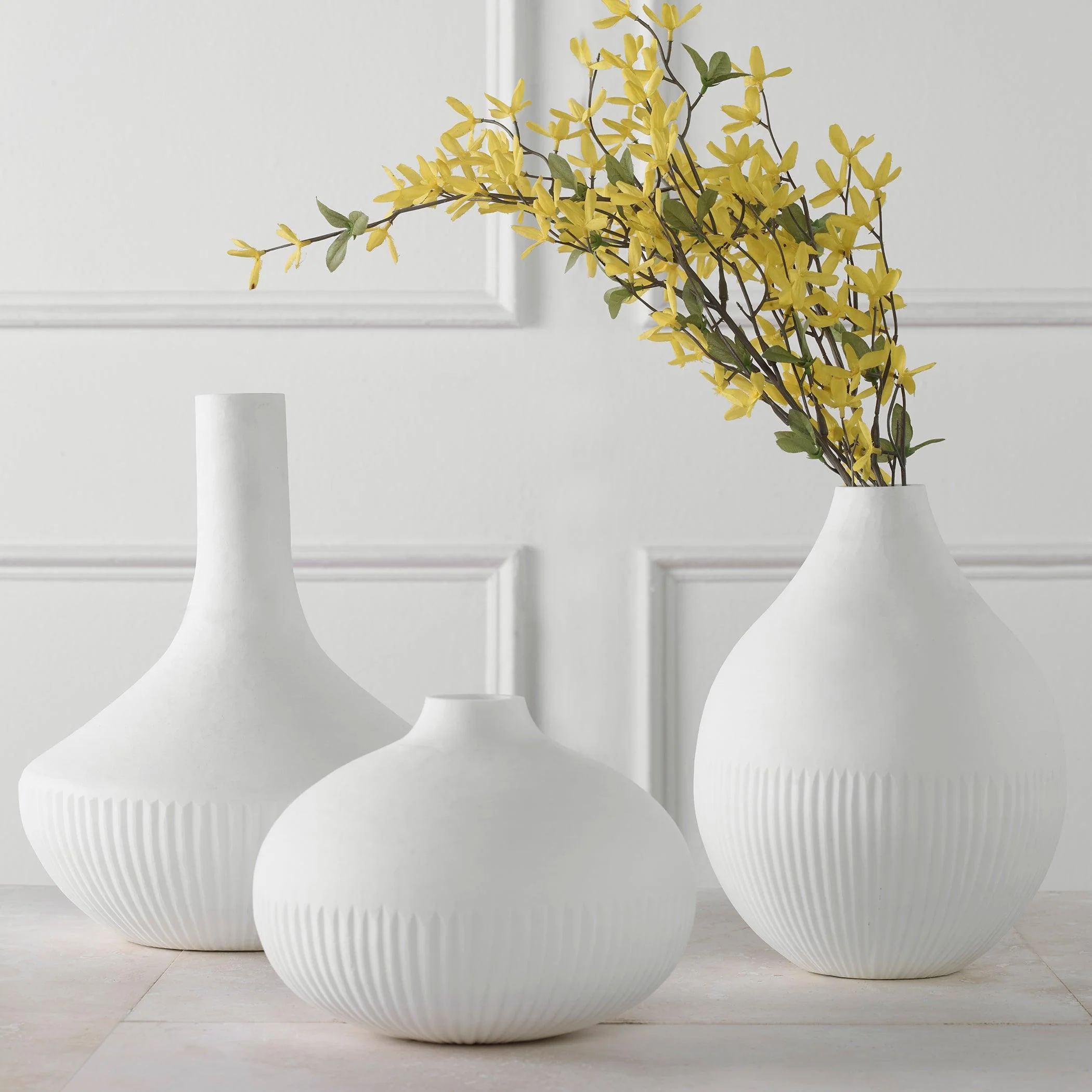 Apothecary Satin White Vases, Set/3 - Frankwebs